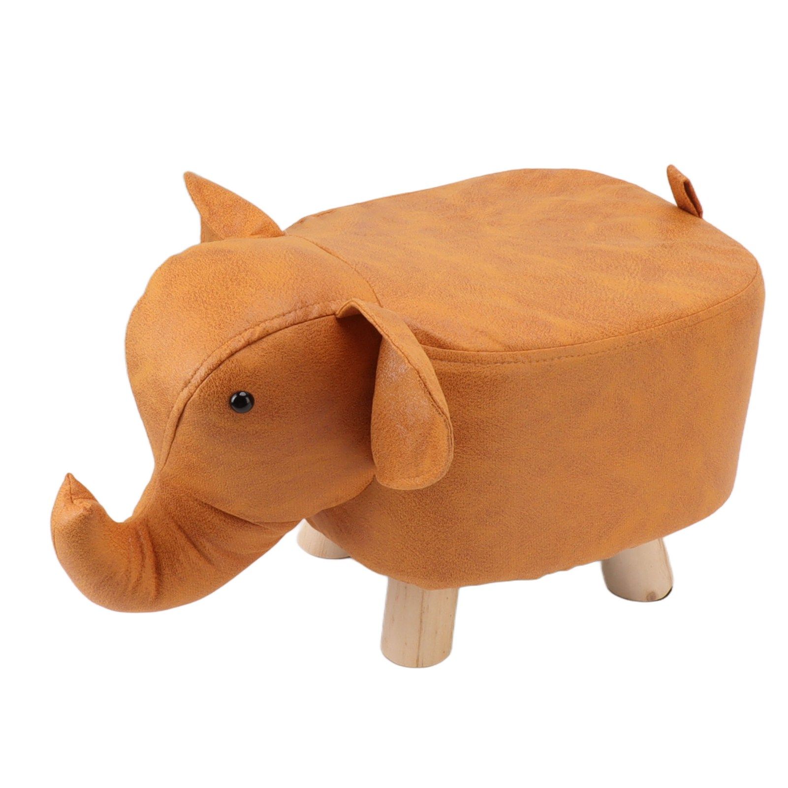 Animal Footstools Lovely Cartoon Innovative Elephant Upholstered Stool for Nursery Bedroom Playroom Living Room Decor Orange - Image 3