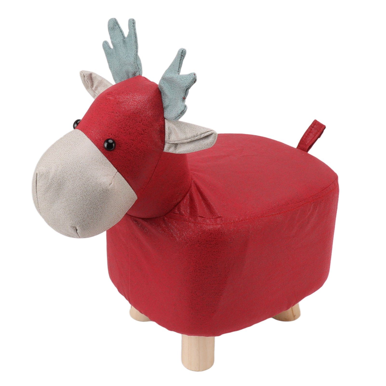 Animal Footstools Prevent Slip Cute Cartoon Giraffe Shape Soft Small Kids Stools for Home Red - Image 1