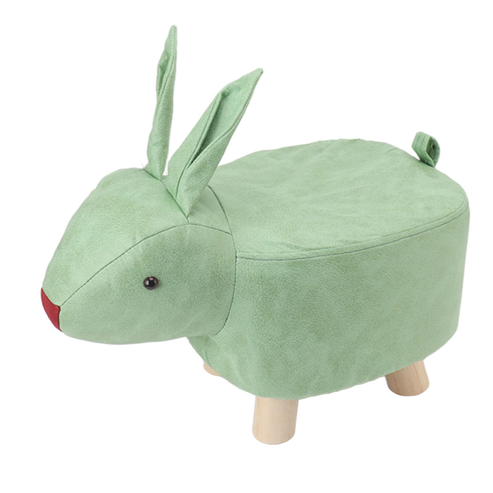 Cartoon Animal Shaped Stool Kid Home Living Room Cute Wooden Footstool for Playroom Courtyard Green - Image 1