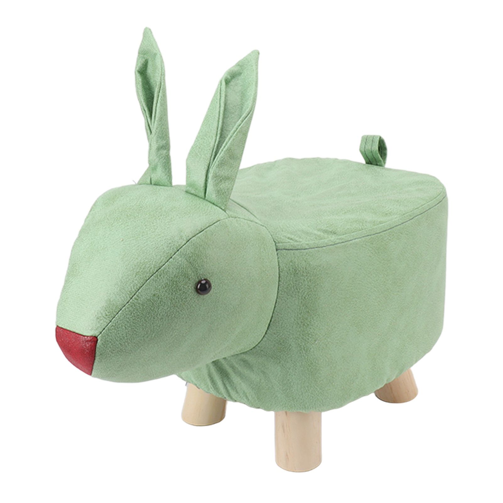 Cartoon Animal Shaped Stool Kid Home Living Room Cute Wooden Footstool for Playroom Courtyard Green - Image 2