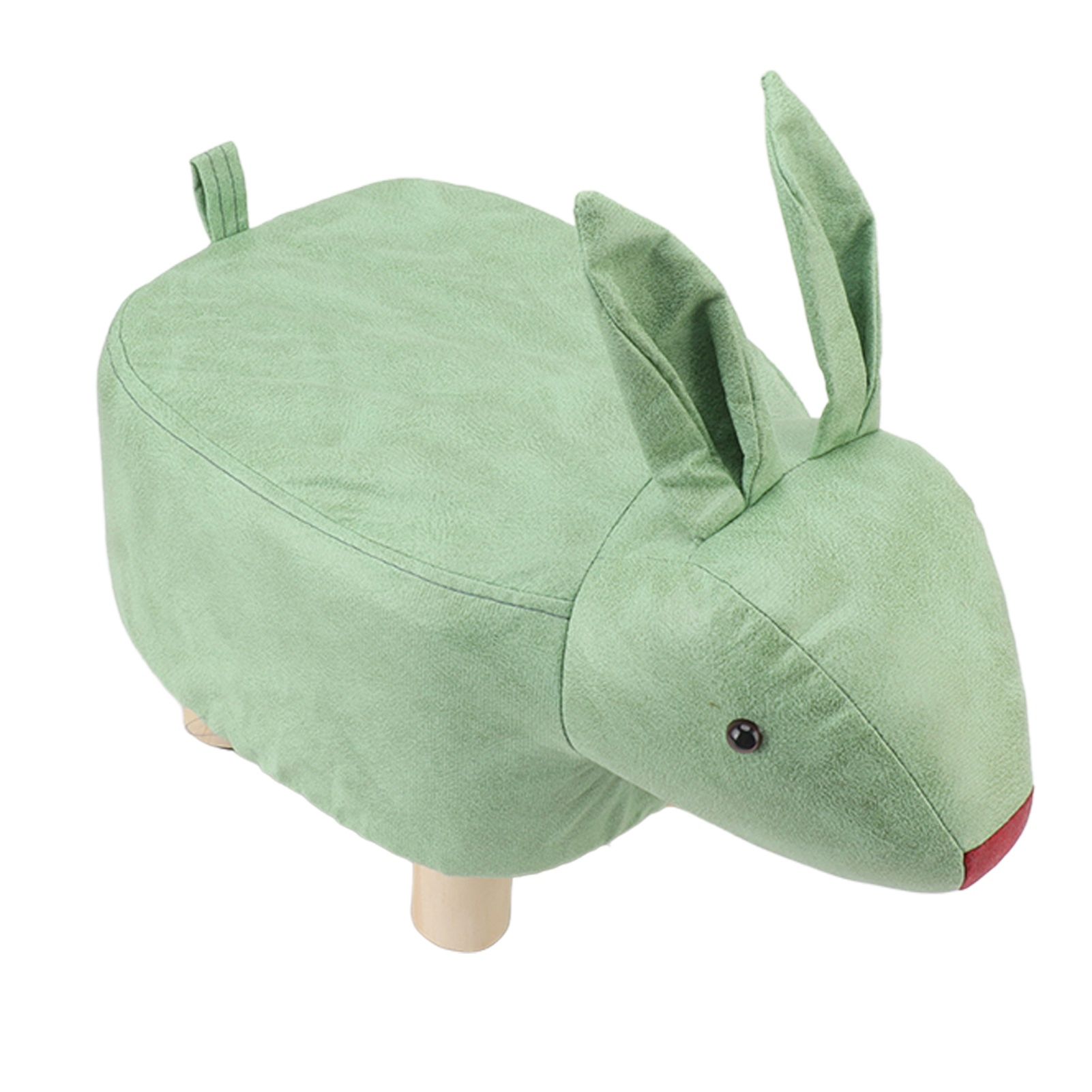 Cartoon Animal Shaped Stool Kid Home Living Room Cute Wooden Footstool for Playroom Courtyard Green - Image 3