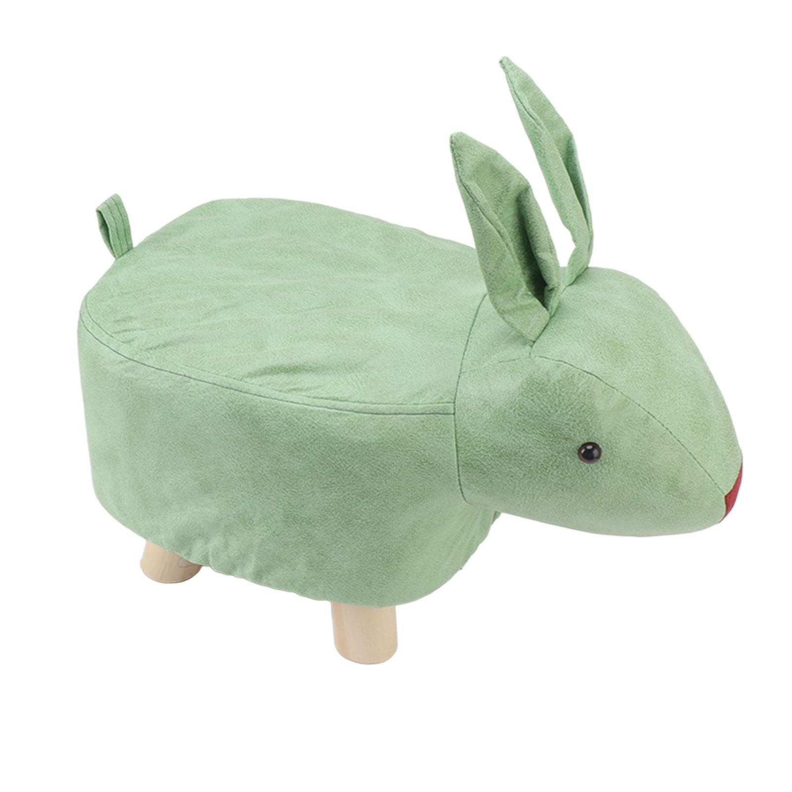 Cartoon Animal Shaped Stool Kid Home Living Room Cute Wooden Footstool for Playroom Courtyard Green - Image 4