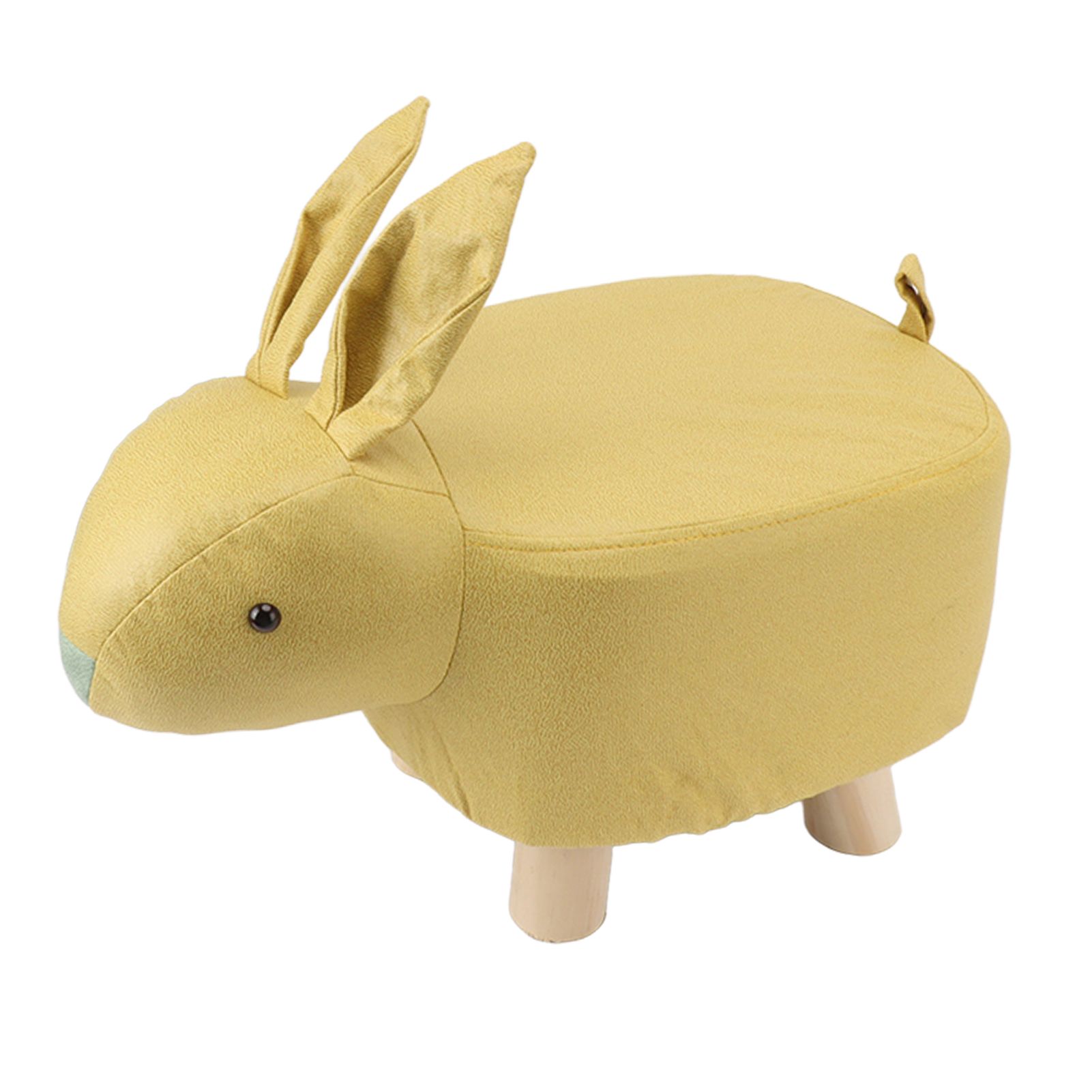 Cartoon Animal Shaped Stool Kid Home Living Room Cute Wooden Footstool for Playroom Courtyard Yellow - Image 1