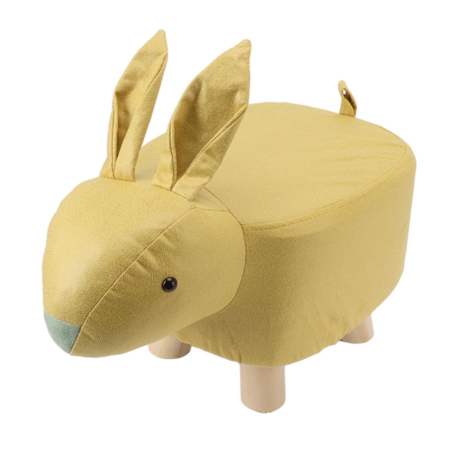 Cartoon Animal Shaped Stool Kid Home Living Room Cute Wooden Footstool for Playroom Courtyard Yellow - Image 2
