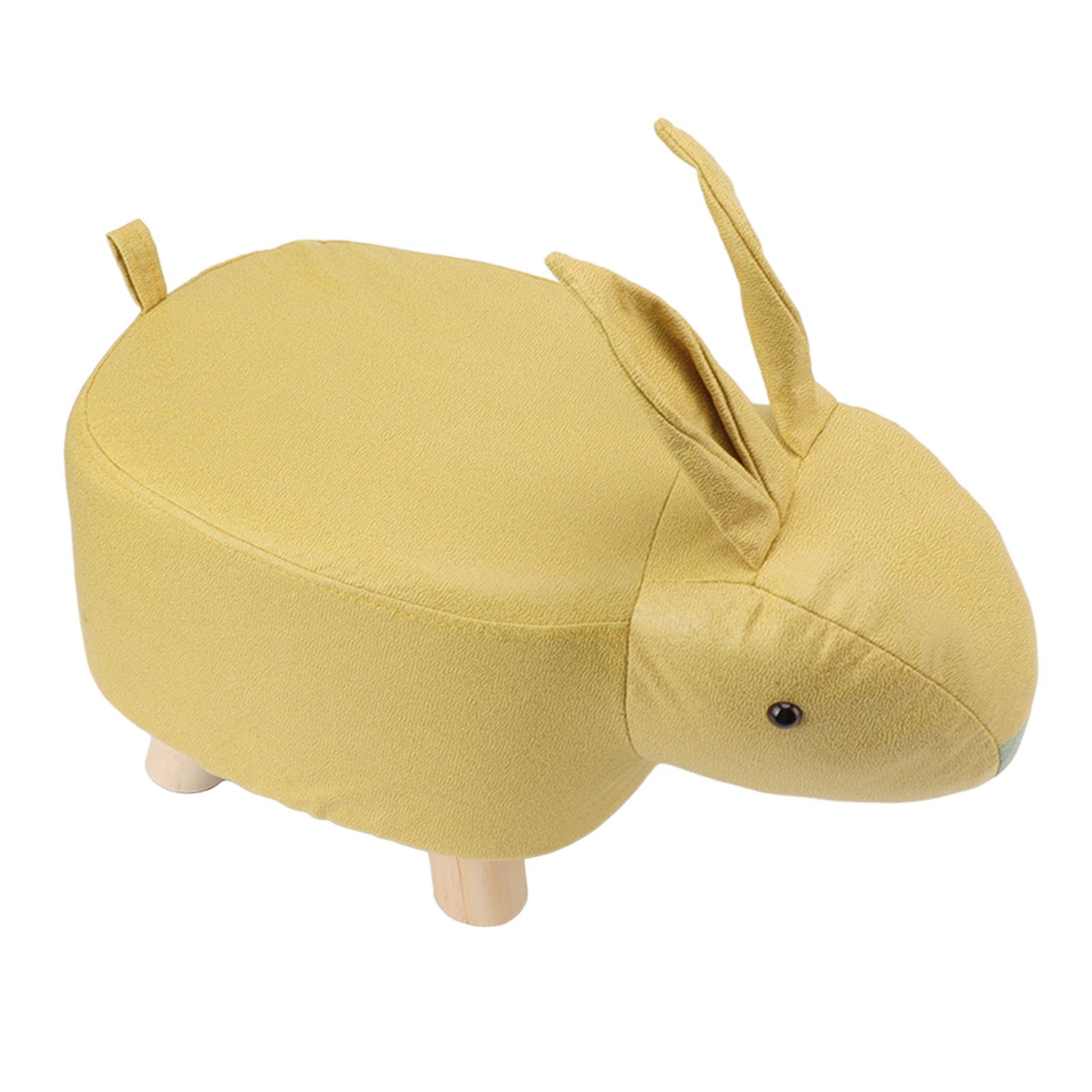 Cartoon Animal Shaped Stool Kid Home Living Room Cute Wooden Footstool for Playroom Courtyard Yellow - Image 4