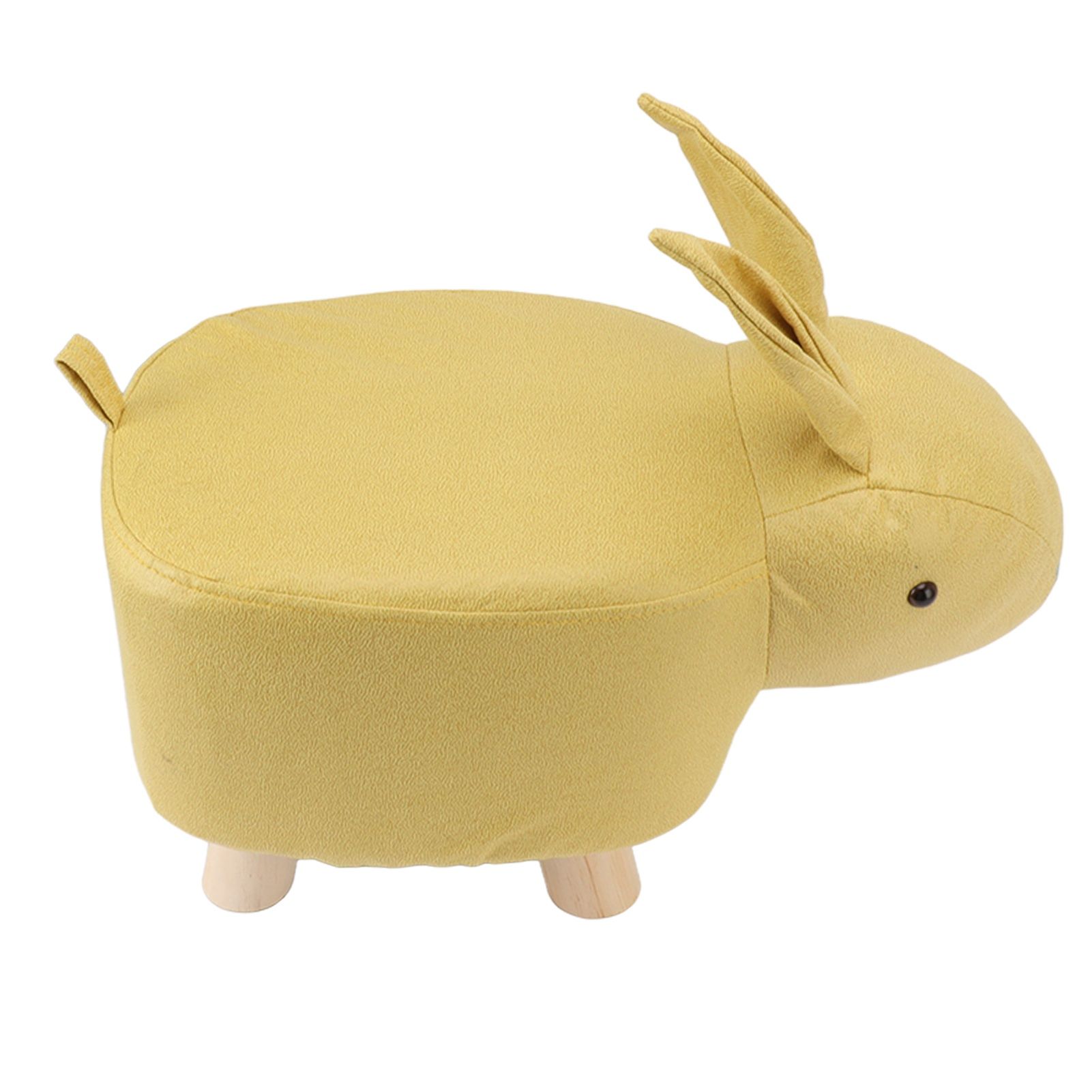 Cartoon Animal Shaped Stool Kid Home Living Room Cute Wooden Footstool for Playroom Courtyard Yellow - Image 5
