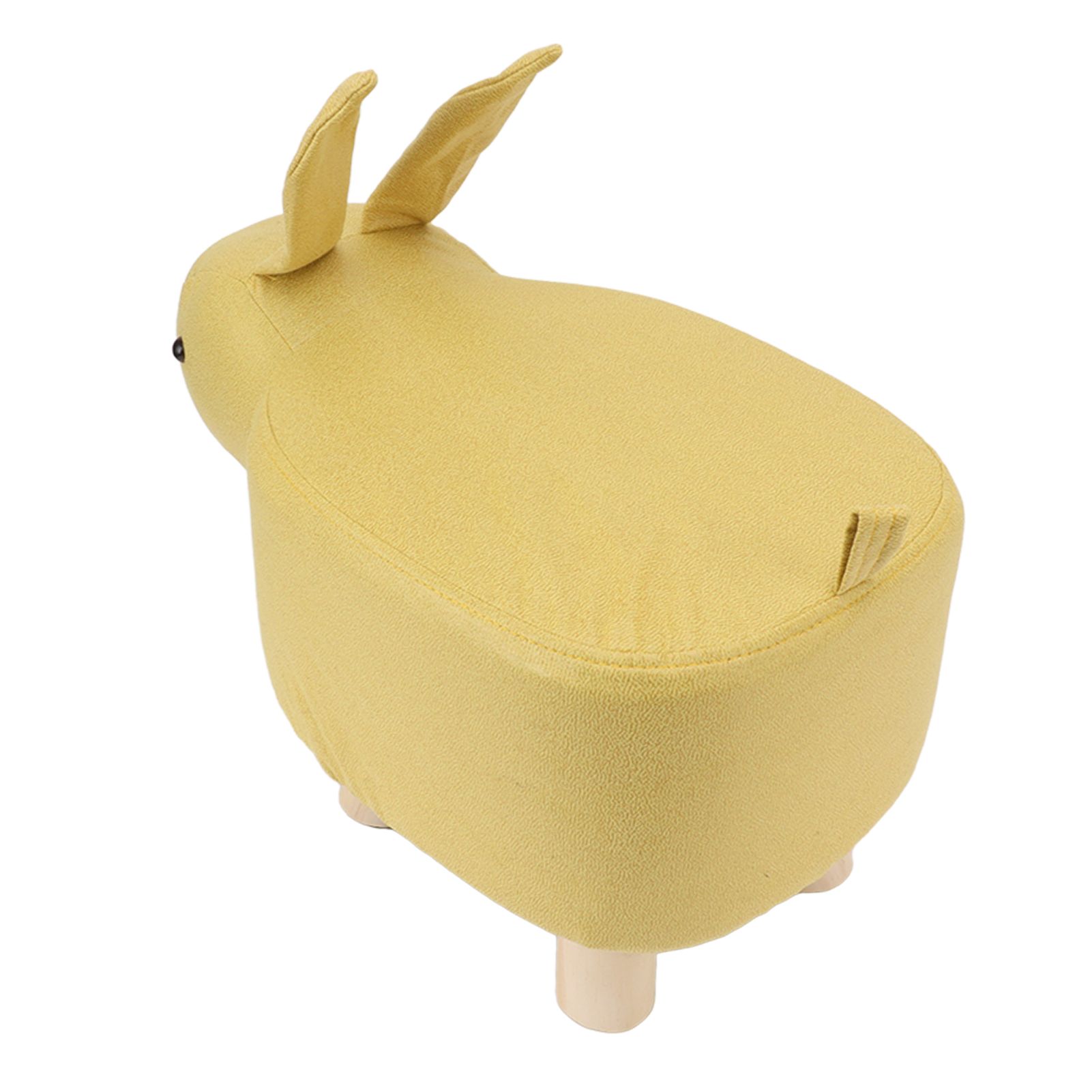 Cartoon Animal Shaped Stool Kid Home Living Room Cute Wooden Footstool for Playroom Courtyard Yellow - Image 6