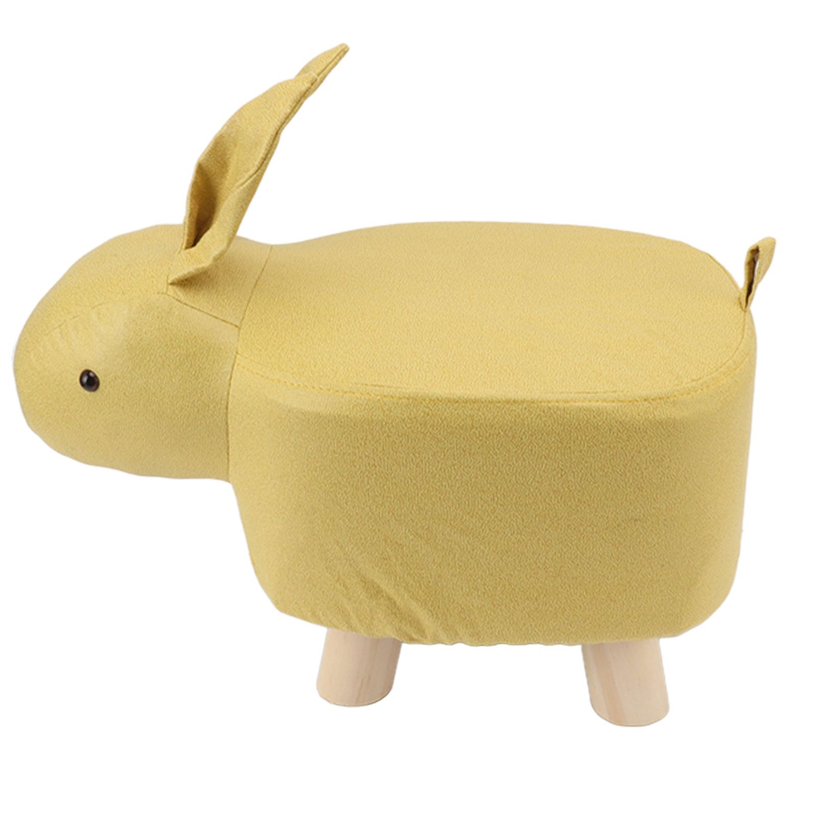 Cartoon Animal Shaped Stool Kid Home Living Room Cute Wooden Footstool for Playroom Courtyard Yellow - Image 7