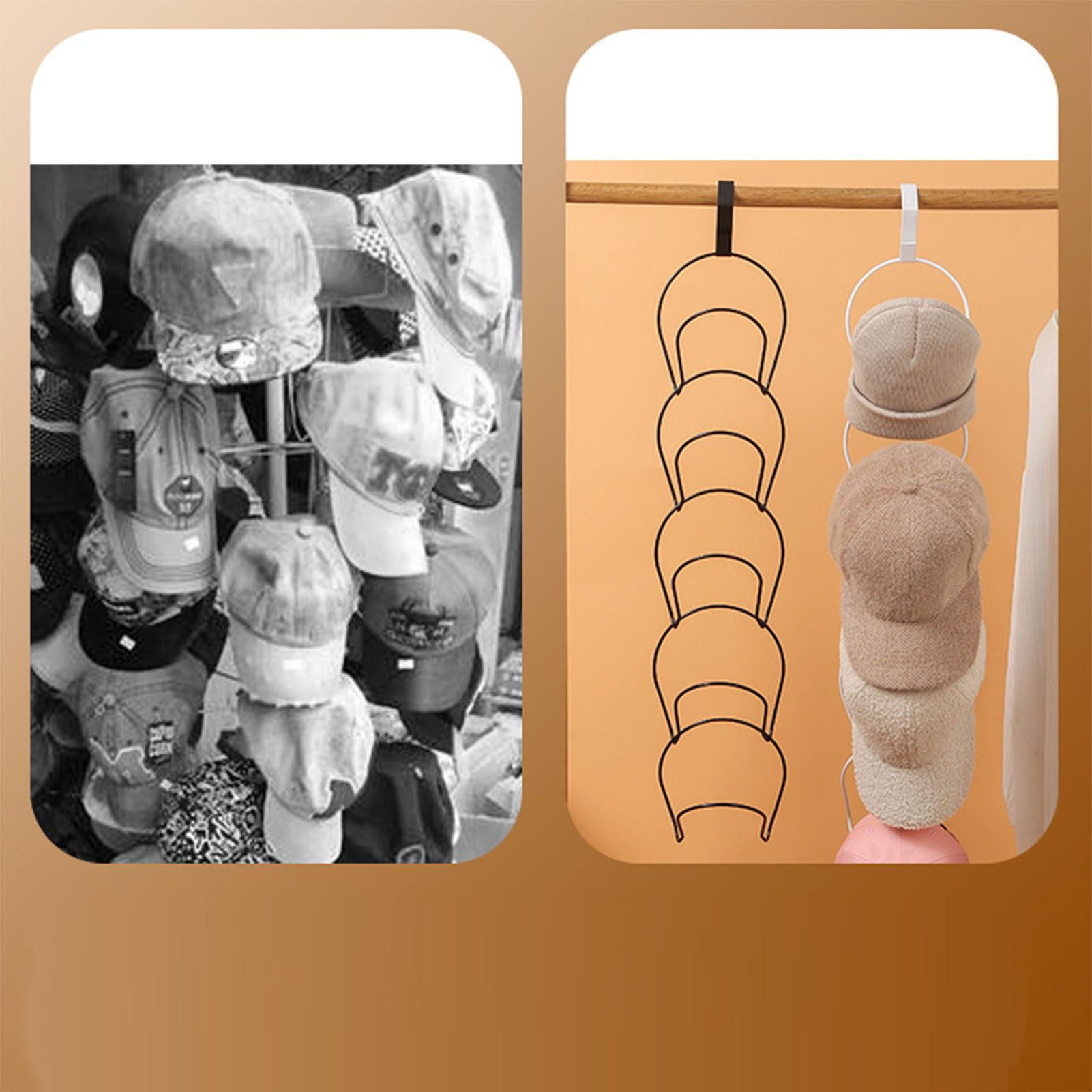 5Pcs Hat Rack Iron Punching Free Multi Layer Multifunctional Space Saving Hat Hanger Holder White - Image 5