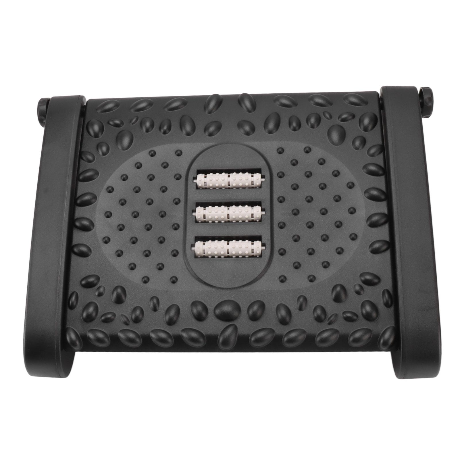 Under Desk Footrest 6 Height Adjustable Ergonomic Foot Stool with Massage Texture and Roller for Office Black - Image 2
