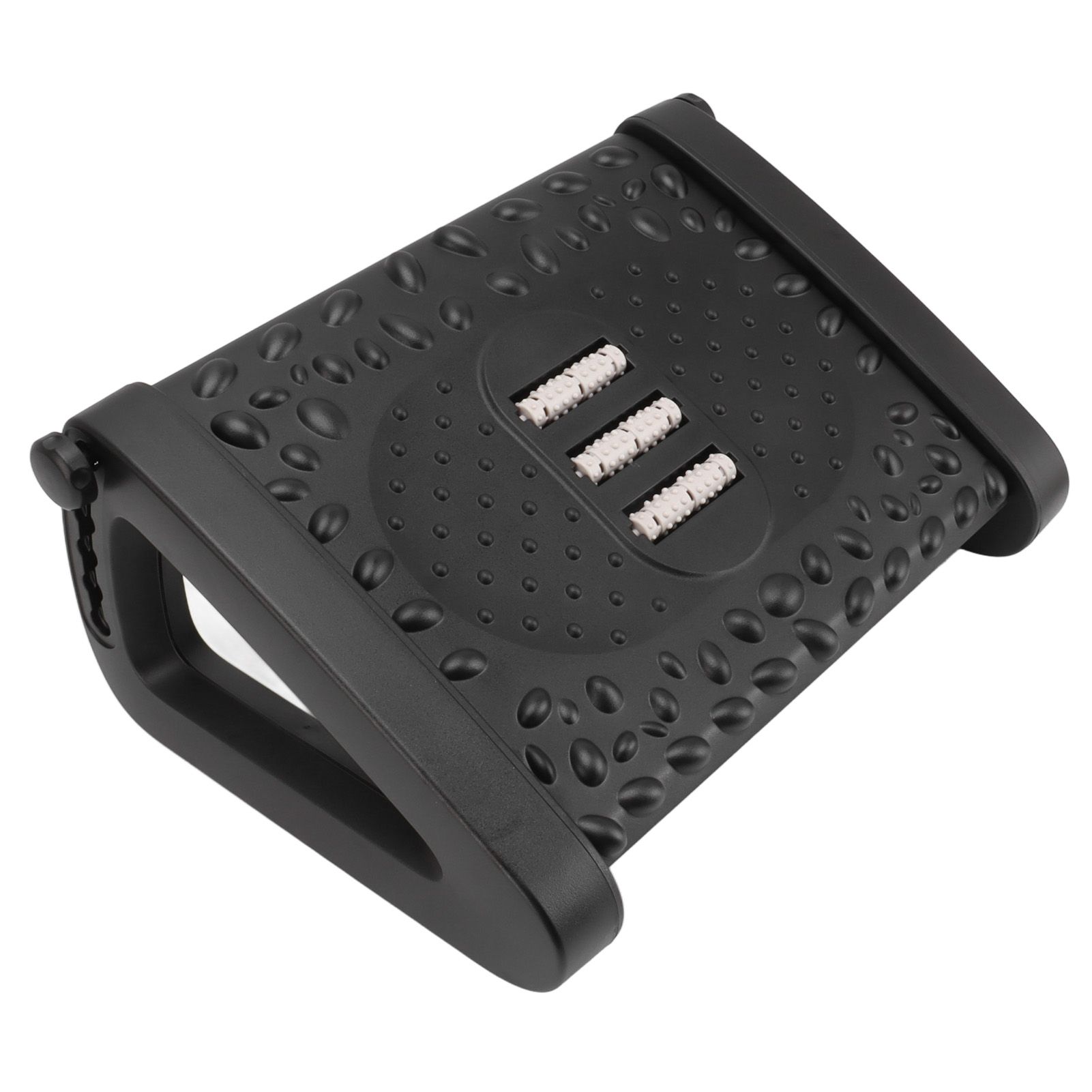 Under Desk Footrest 6 Height Adjustable Ergonomic Foot Stool with Massage Texture and Roller for Office Black - Image 3