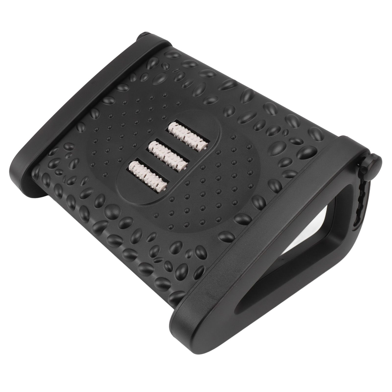 Under Desk Footrest 6 Height Adjustable Ergonomic Foot Stool with Massage Texture and Roller for Office Black - Image 4
