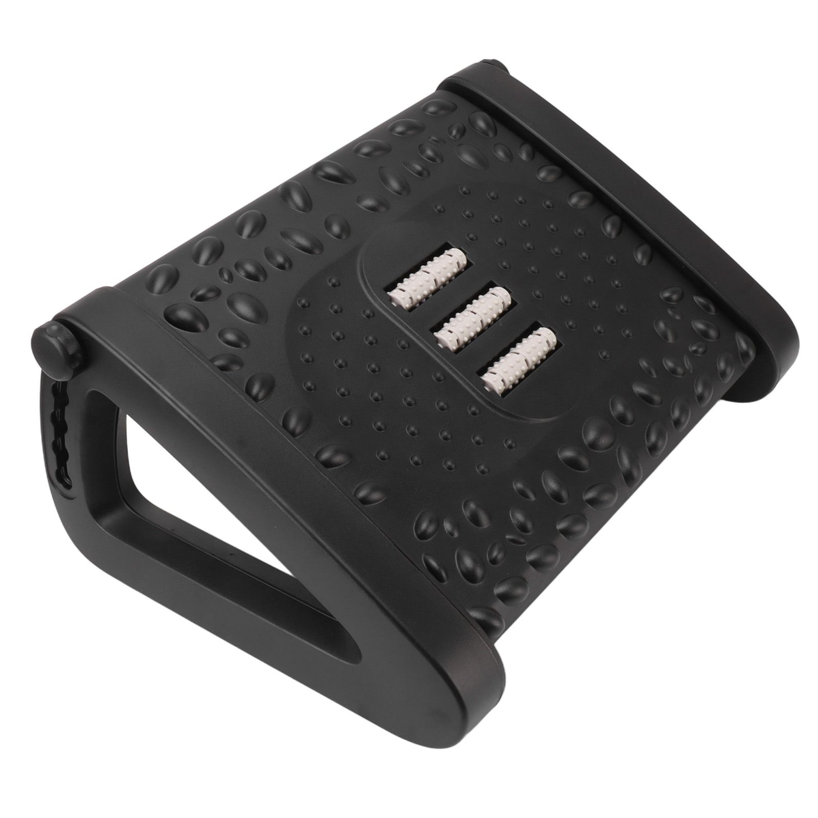 Under Desk Footrest 6 Height Adjustable Ergonomic Foot Stool with Massage Texture and Roller for Office Black - Image 6