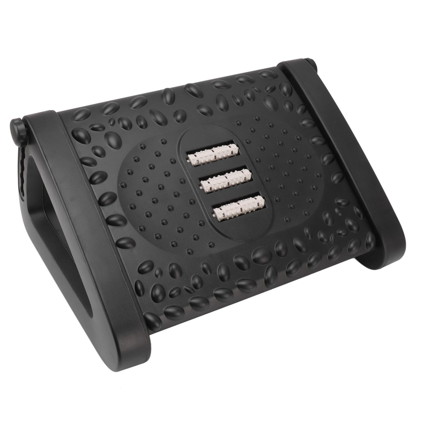 Under Desk Footrest 6 Height Adjustable Ergonomic Foot Stool with Massage Texture and Roller for Office Black - Image 7