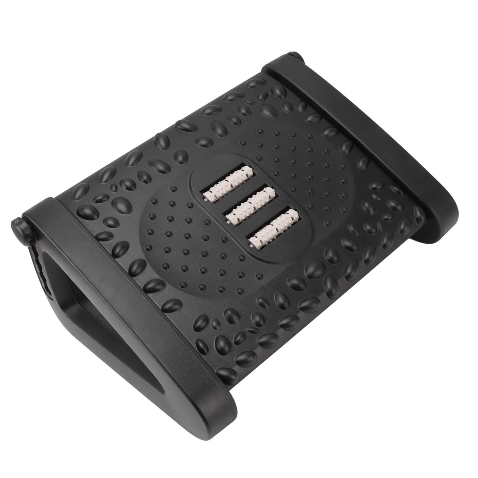 Under Desk Footrest 6 Height Adjustable Ergonomic Foot Stool with Massage Texture and Roller for Office Black - Image 8