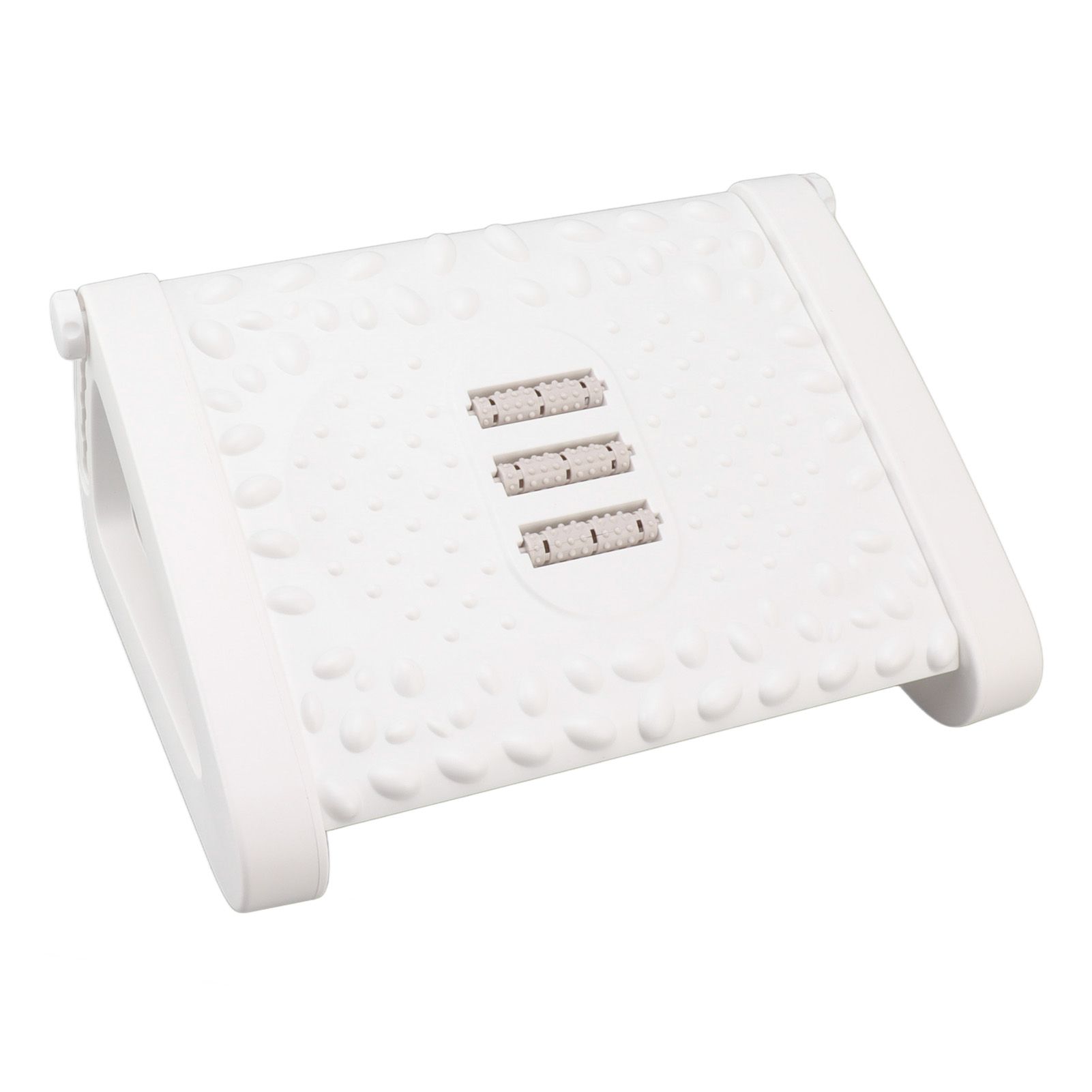 Under Desk Footrest 6 Height Adjustable Ergonomic Foot Stool with Massage Texture and Roller for Office White - Image 2