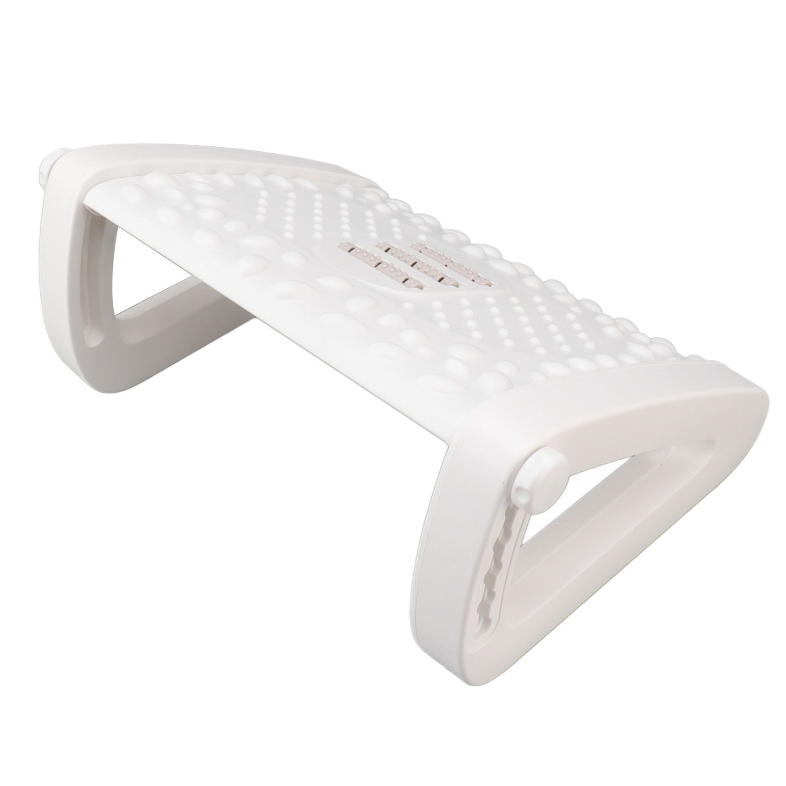 Under Desk Footrest 6 Height Adjustable Ergonomic Foot Stool with Massage Texture and Roller for Office White - Image 8
