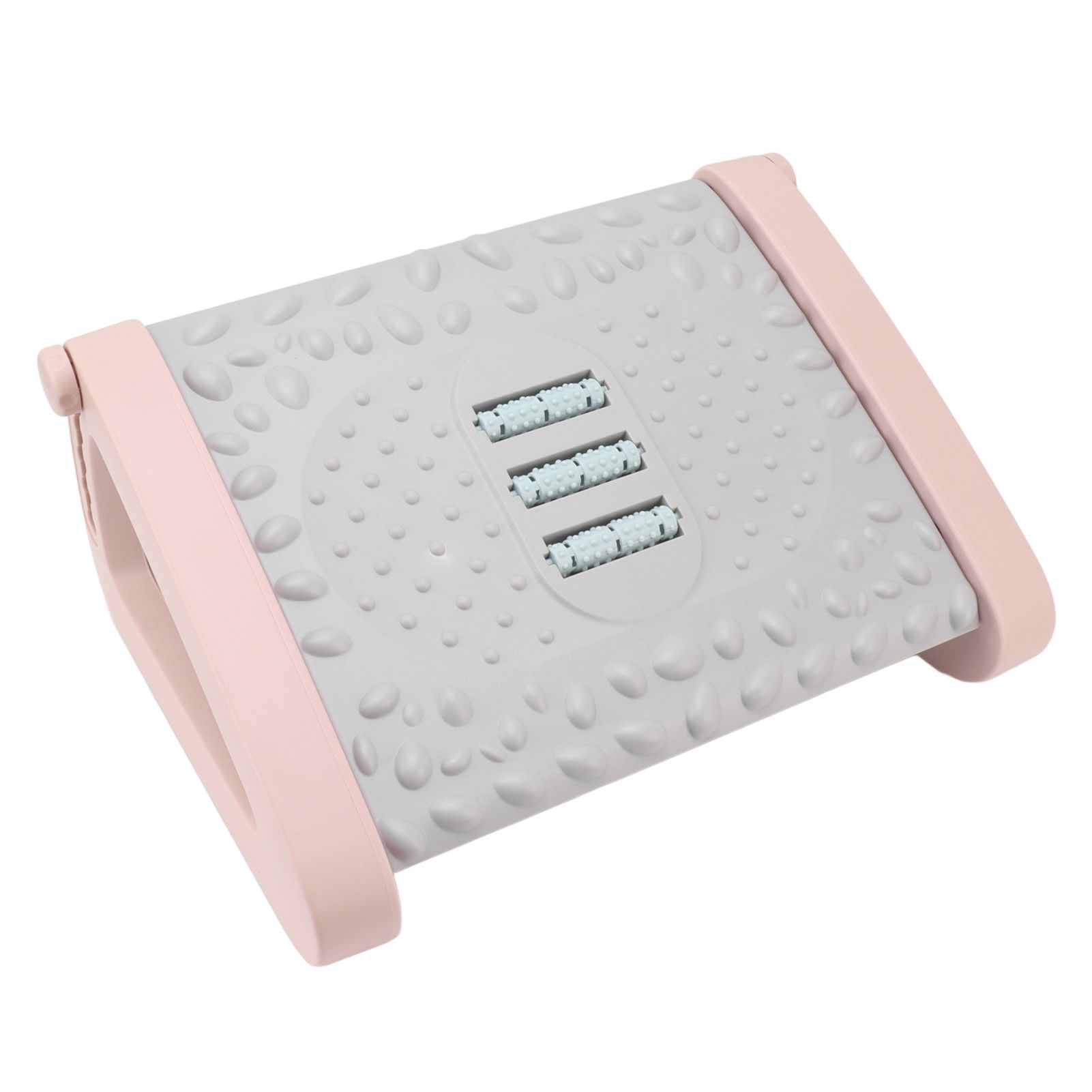 Under Desk Footrest 6 Height Adjustable Ergonomic Foot Stool with Massage Texture and Roller for Office Pink - Image 2
