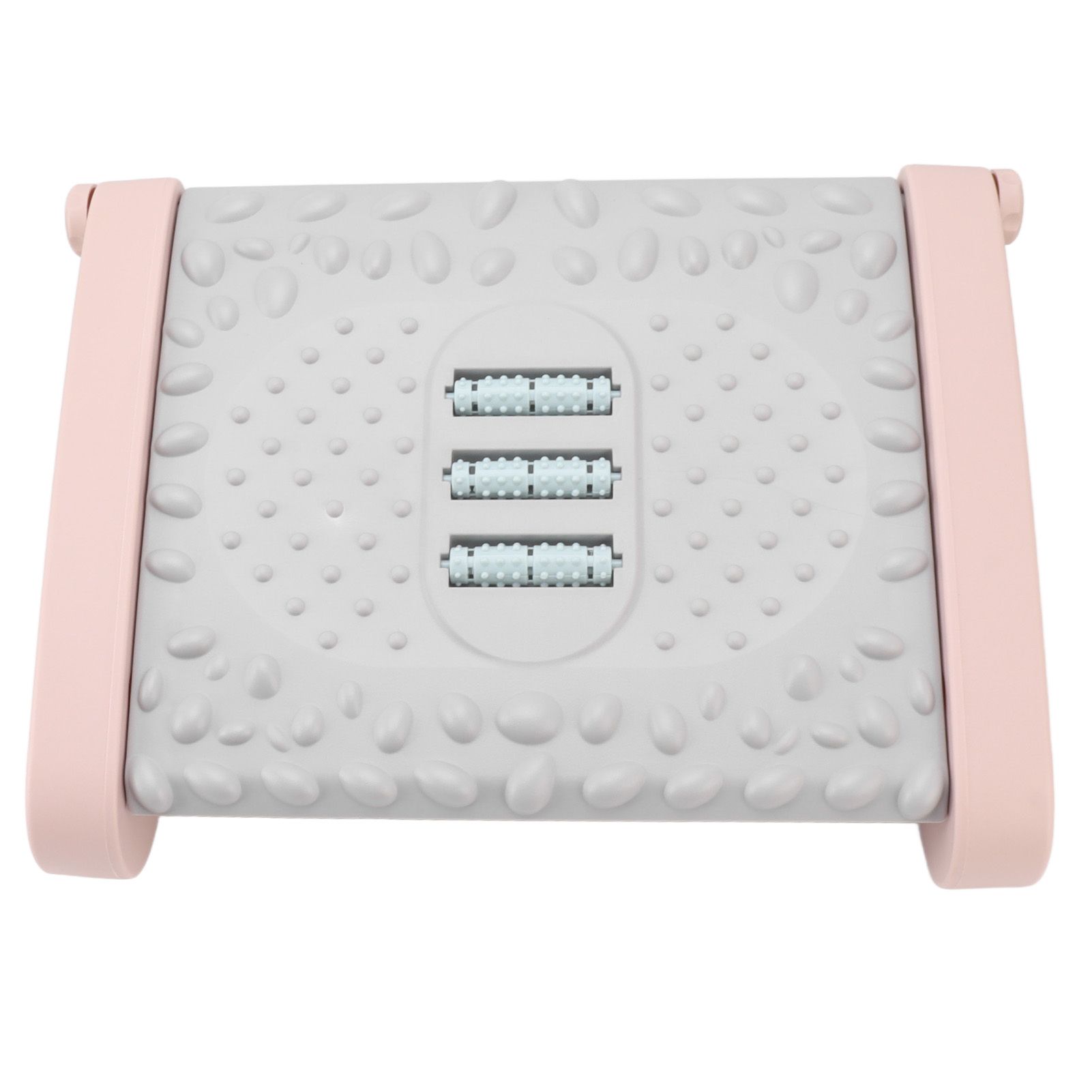 Under Desk Footrest 6 Height Adjustable Ergonomic Foot Stool with Massage Texture and Roller for Office Pink - Image 3