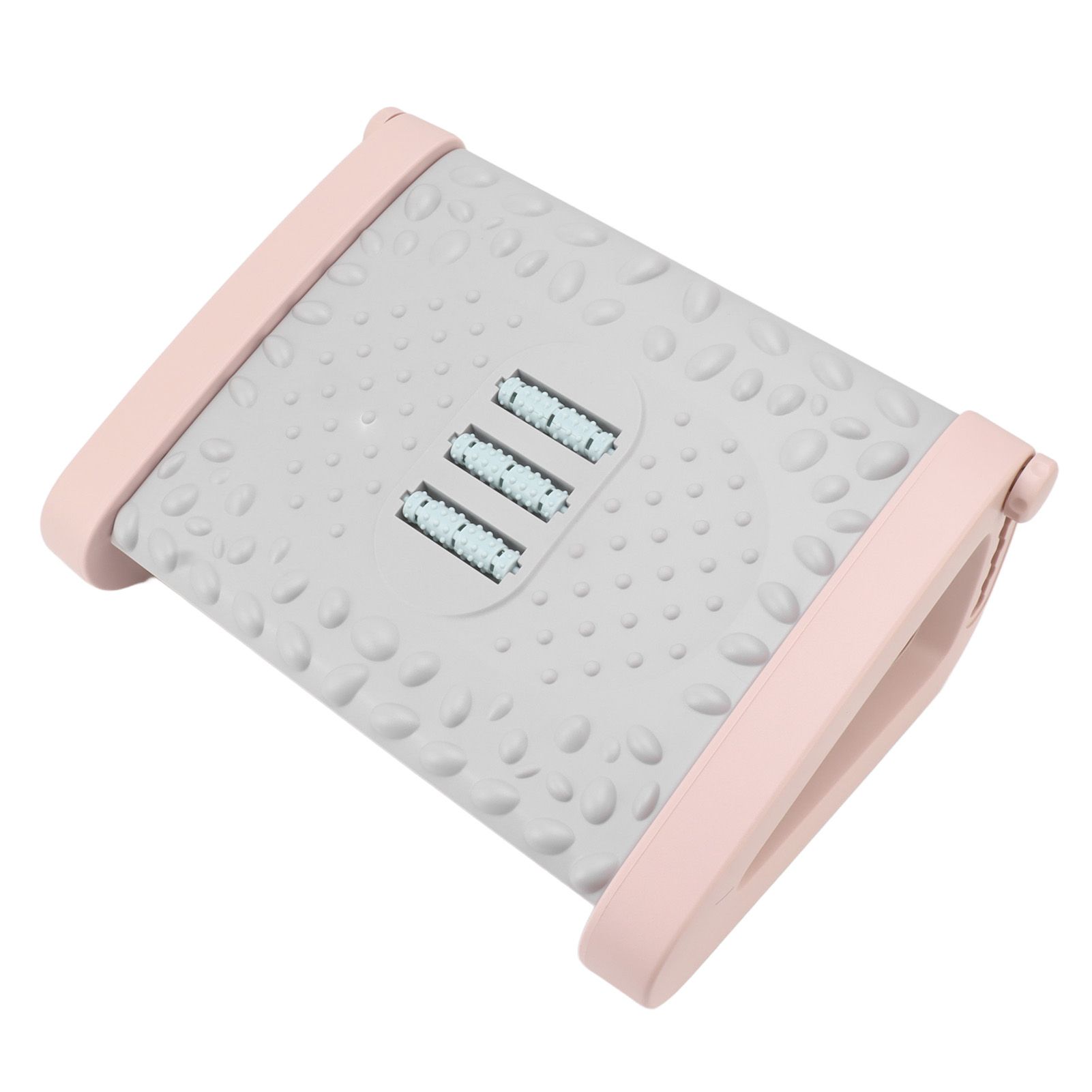 Under Desk Footrest 6 Height Adjustable Ergonomic Foot Stool with Massage Texture and Roller for Office Pink - Image 5