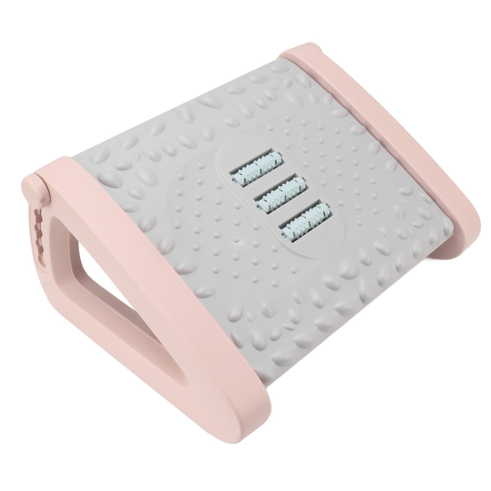 Under Desk Footrest 6 Height Adjustable Ergonomic Foot Stool with Massage Texture and Roller for Office Pink - Image 6