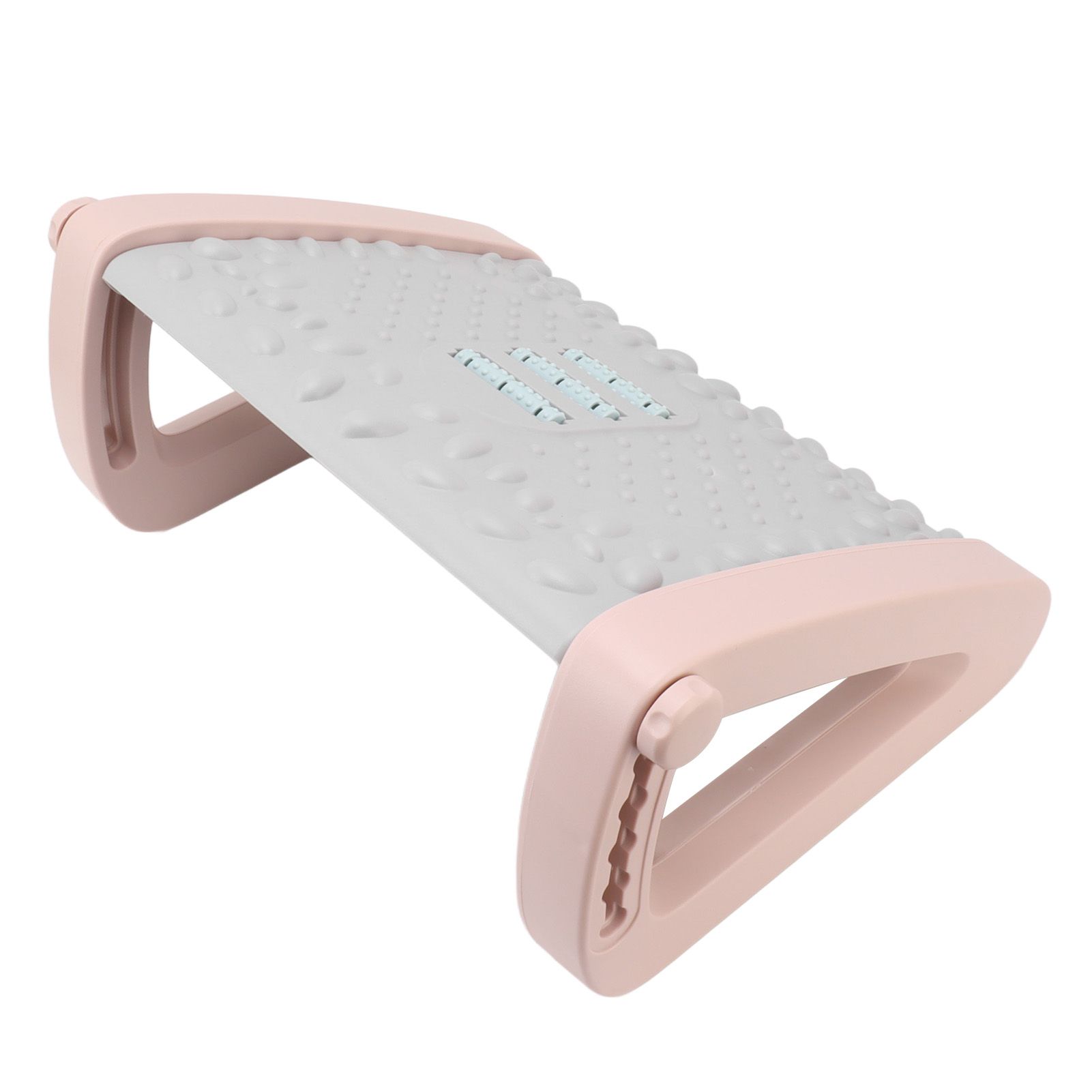 Under Desk Footrest 6 Height Adjustable Ergonomic Foot Stool with Massage Texture and Roller for Office Pink - Image 7
