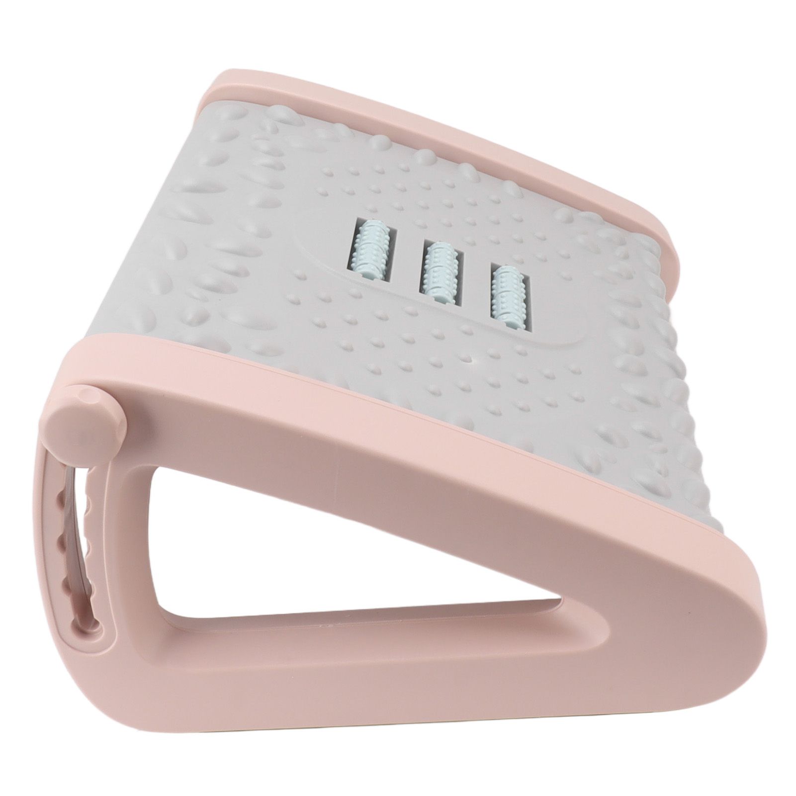 Under Desk Footrest 6 Height Adjustable Ergonomic Foot Stool with Massage Texture and Roller for Office Pink - Image 8