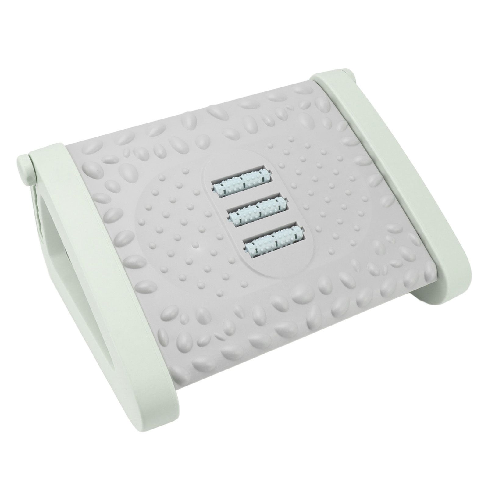 Under Desk Footrest 6 Height Adjustable Ergonomic Foot Stool with Massage Texture and Roller for Office Green - Image 3