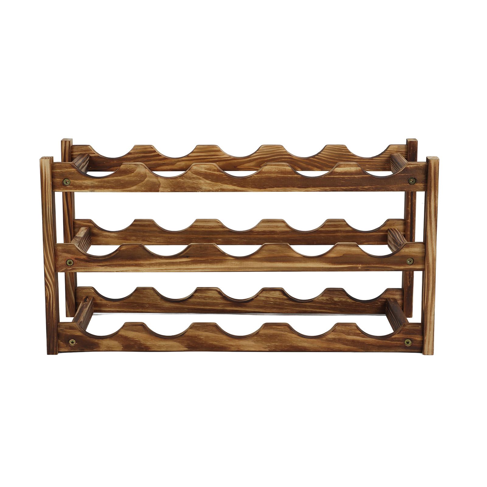 Wine Rack Pine Wood Wine Bottle Storage Shelf Display Organizer Decor for Countertop Home 3 Layer 15 Bottles Capacity - Image 1