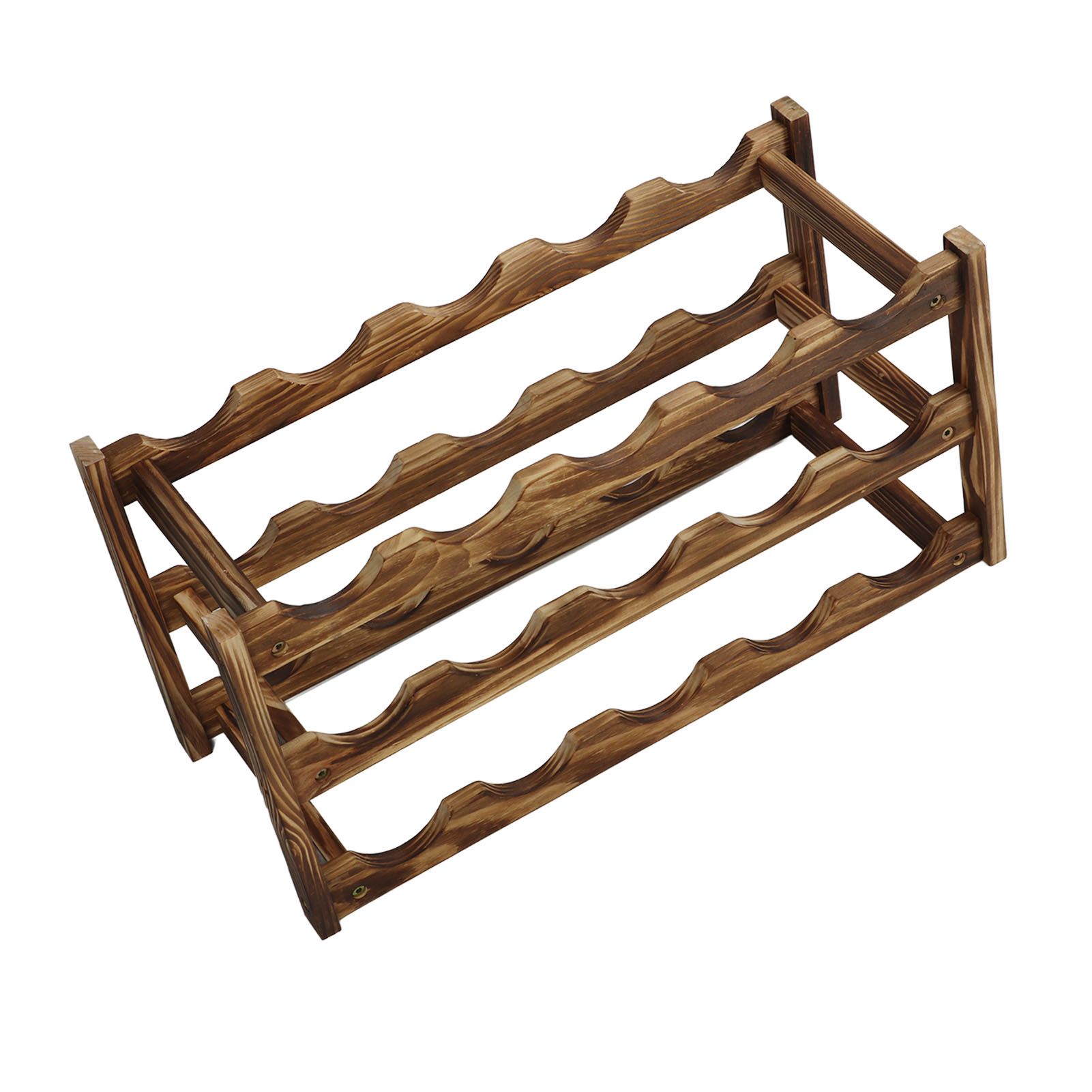 Wine Rack Pine Wood Wine Bottle Storage Shelf Display Organizer Decor for Countertop Home 3 Layer 15 Bottles Capacity - Image 2