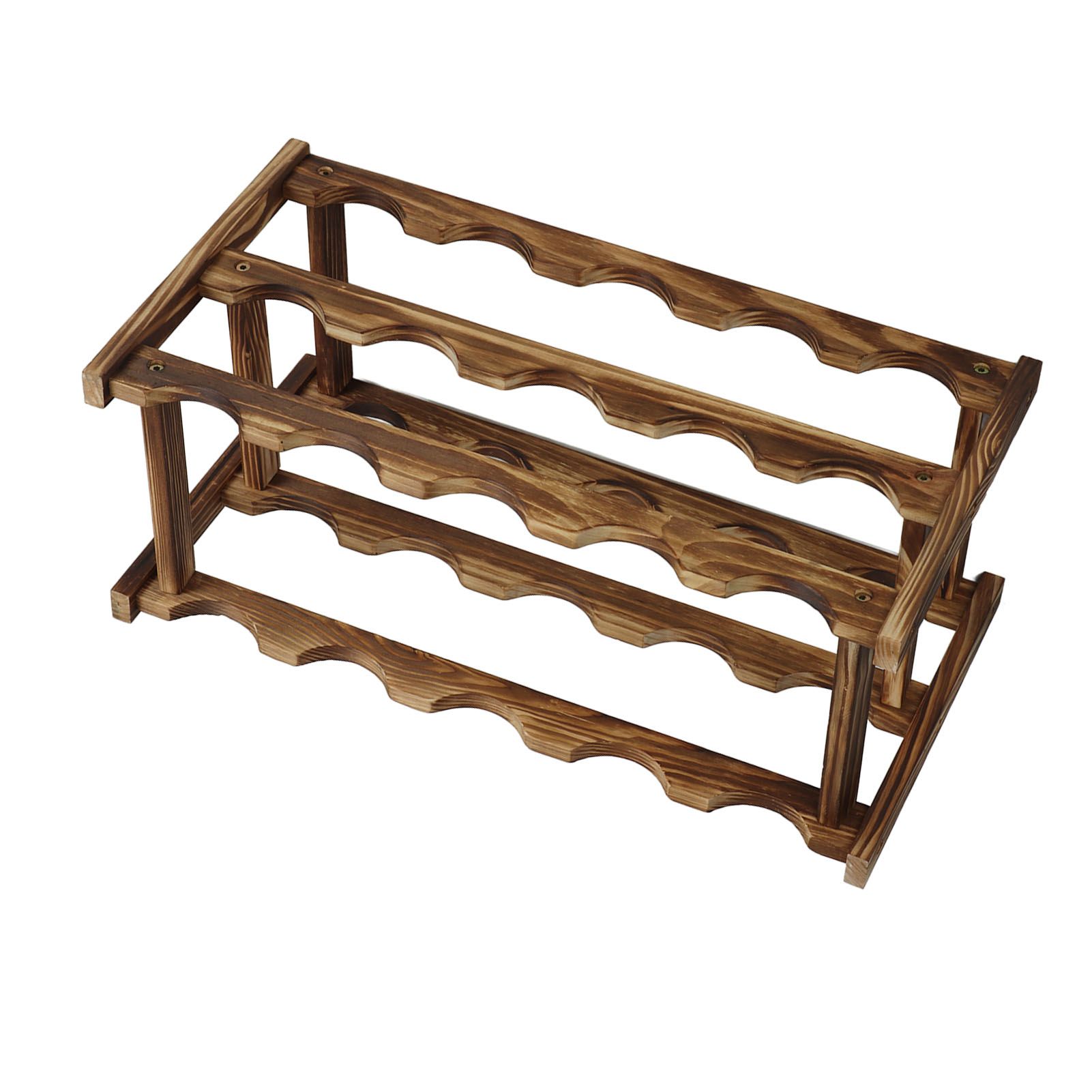 Wine Rack Pine Wood Wine Bottle Storage Shelf Display Organizer Decor for Countertop Home 3 Layer 15 Bottles Capacity - Image 7