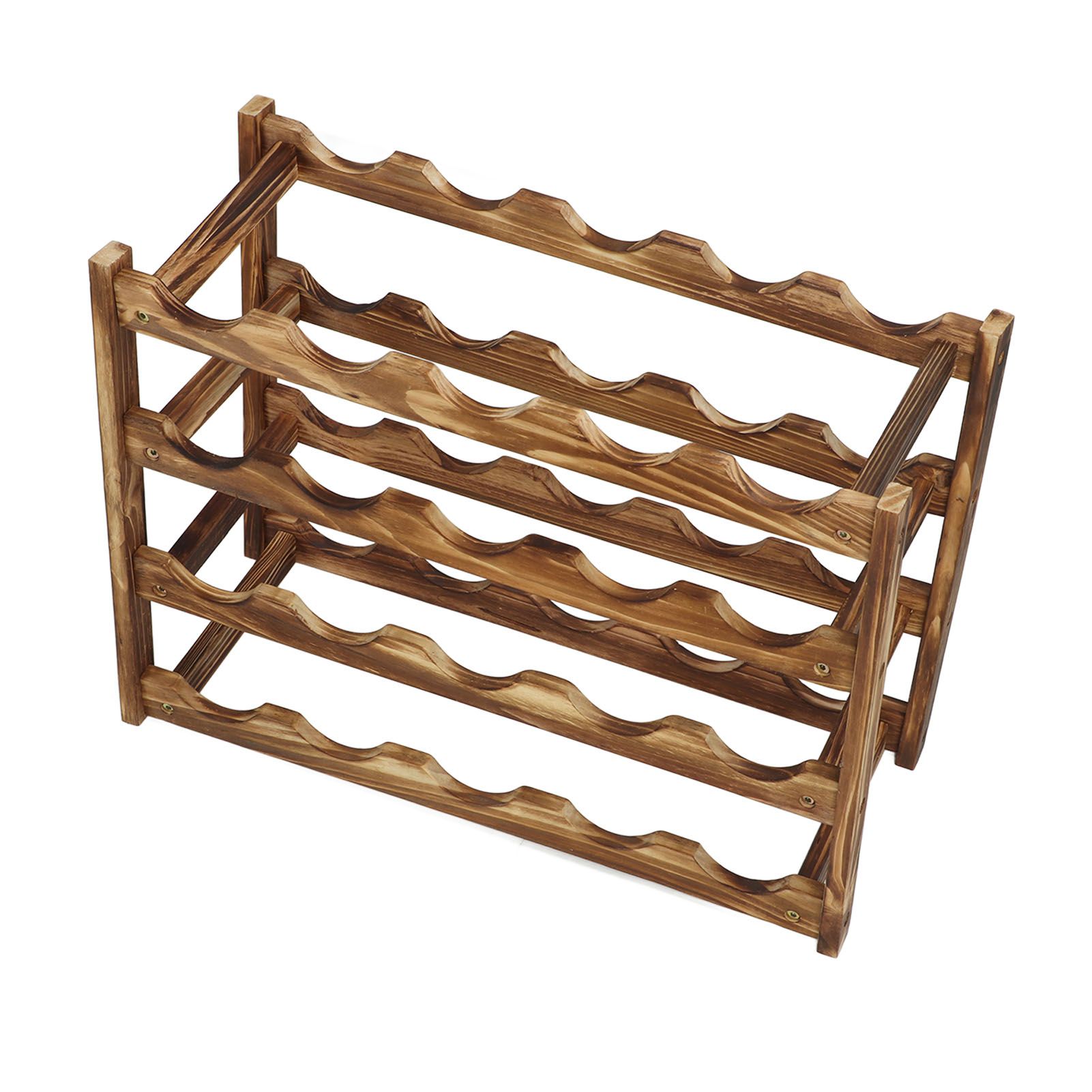 Wine Rack Pine Wood Wine Bottle Storage Shelf Display Organizer Decor for Countertop Home 4 Layer 20 Bottles Capacity - Image 2