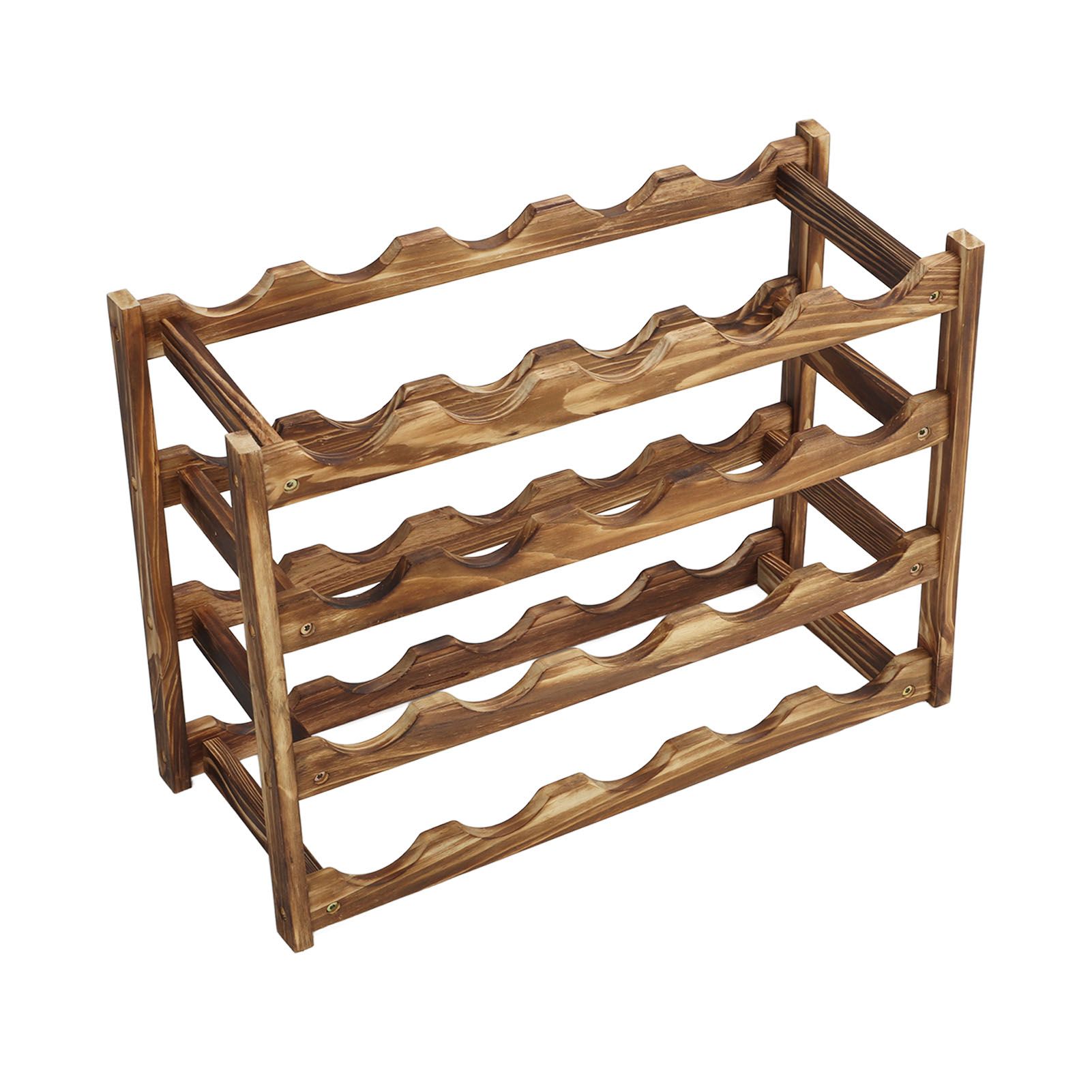 Wine Rack Pine Wood Wine Bottle Storage Shelf Display Organizer Decor for Countertop Home 4 Layer 20 Bottles Capacity - Image 3