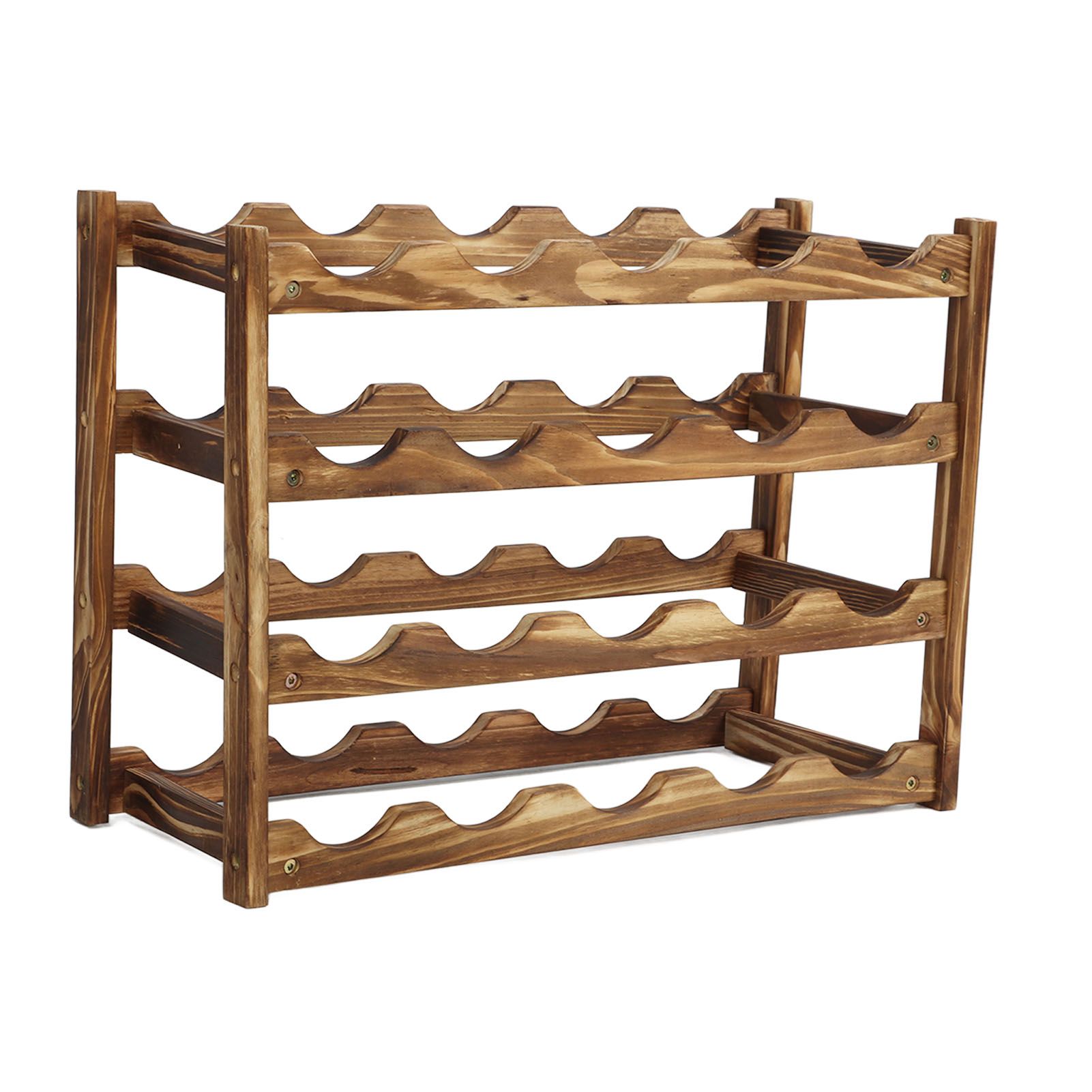 Wine Rack Pine Wood Wine Bottle Storage Shelf Display Organizer Decor for Countertop Home 4 Layer 20 Bottles Capacity - Image 4