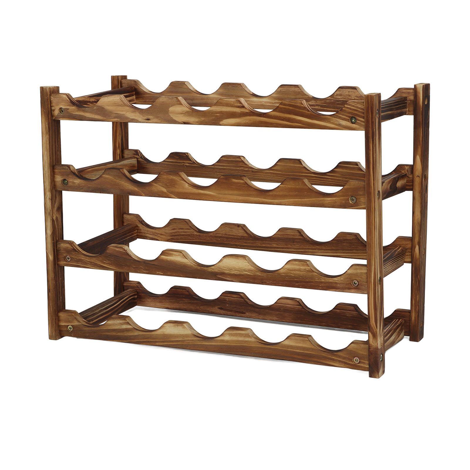 Wine Rack Pine Wood Wine Bottle Storage Shelf Display Organizer Decor for Countertop Home 4 Layer 20 Bottles Capacity - Image 5