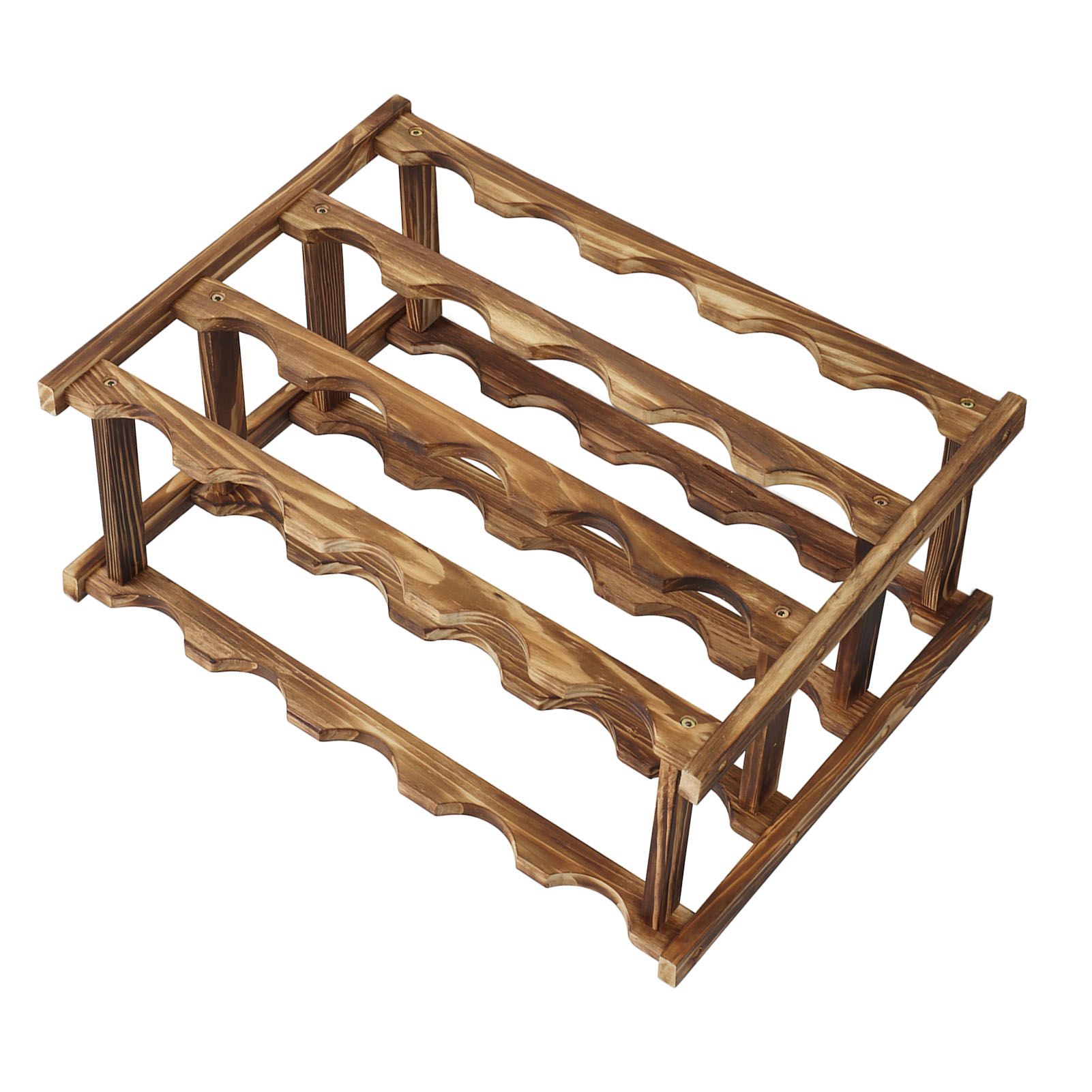 Wine Rack Pine Wood Wine Bottle Storage Shelf Display Organizer Decor for Countertop Home 4 Layer 20 Bottles Capacity - Image 8