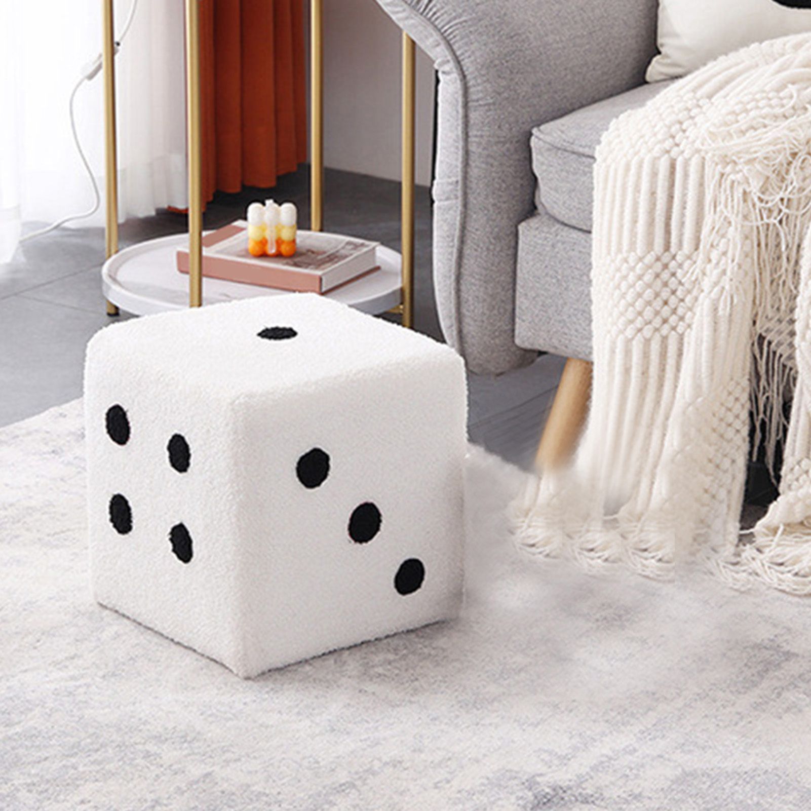 Foot Stool Soft Comfortable Simple Warm Sturdy Base Cube Stool for Home Living Room Bedroom White 20x20x20cm - Image 5