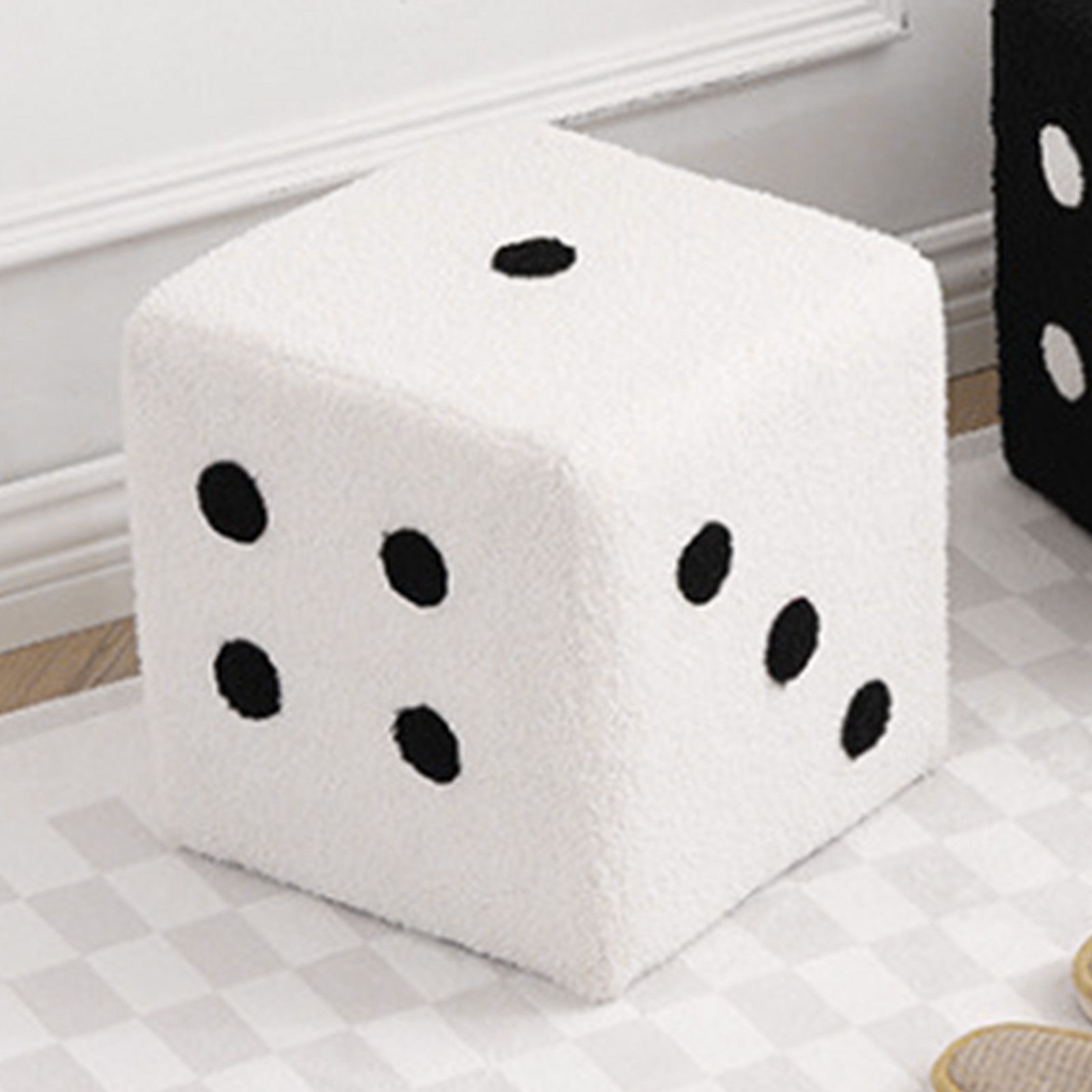 Foot Stool Soft Comfortable Simple Warm Sturdy Base Cube Stool for Home Living Room Bedroom White 20x20x20cm - Image 6