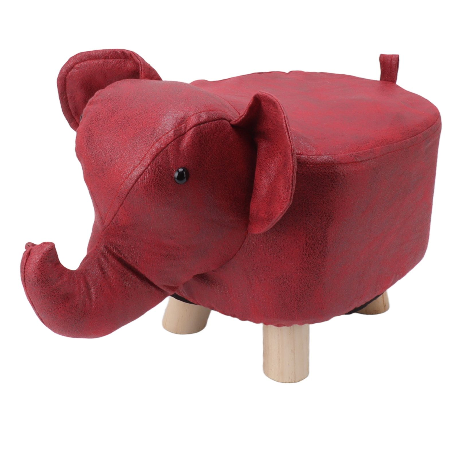 Animal Footstools Elephant Shaped Slip Resistant Silent Comfortable Stable Multi Purpose Cute Stool for Kids Red - Image 1
