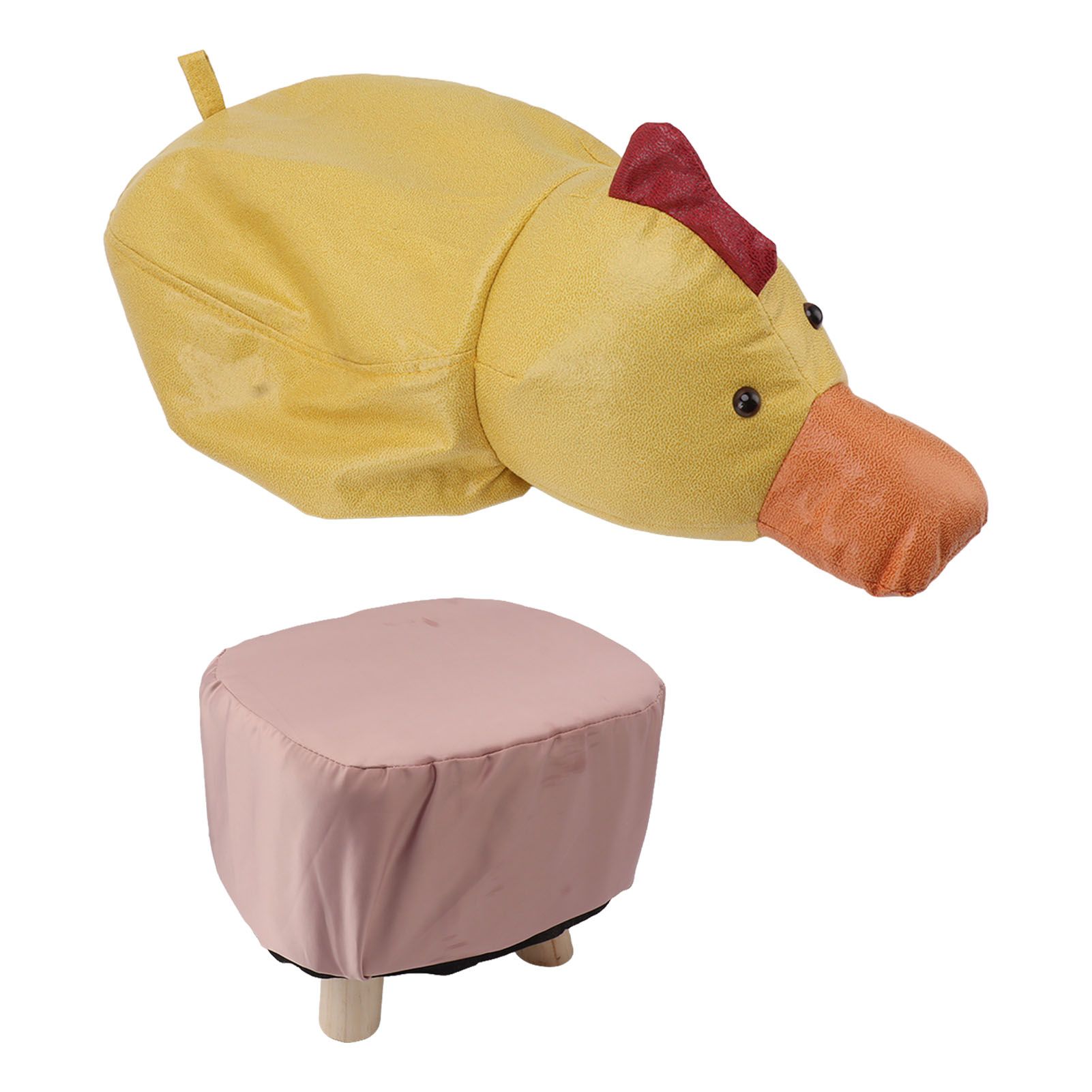 Cute Animal Footstool with Soft Padded Cushion and Prevent Slip Feet Small Footrest Stools for Kids Adults Yellow Duck - Image 1
