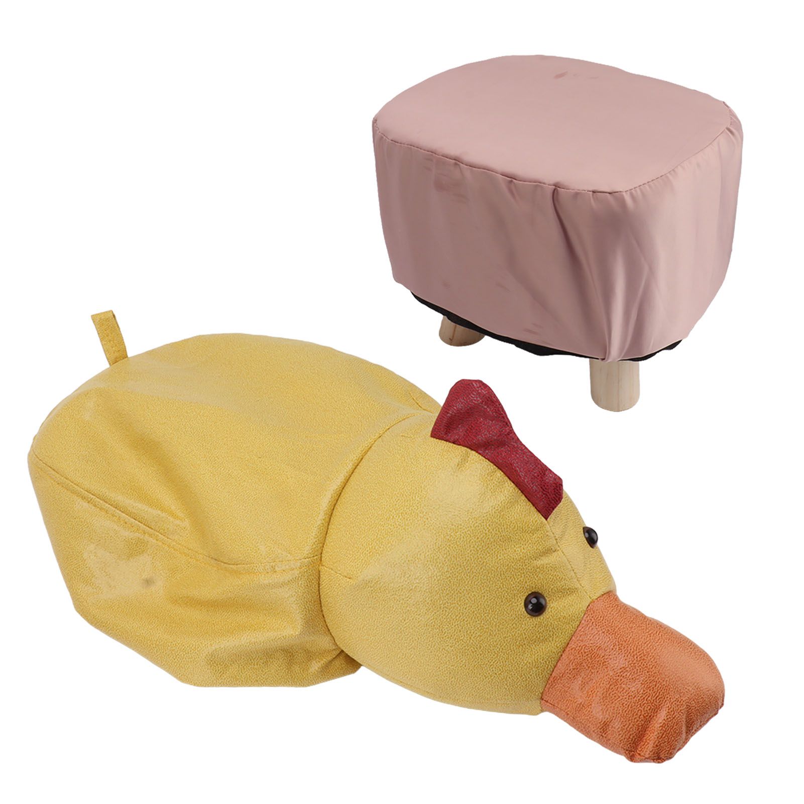 Cute Animal Footstool with Soft Padded Cushion and Prevent Slip Feet Small Footrest Stools for Kids Adults Yellow Duck - Image 2