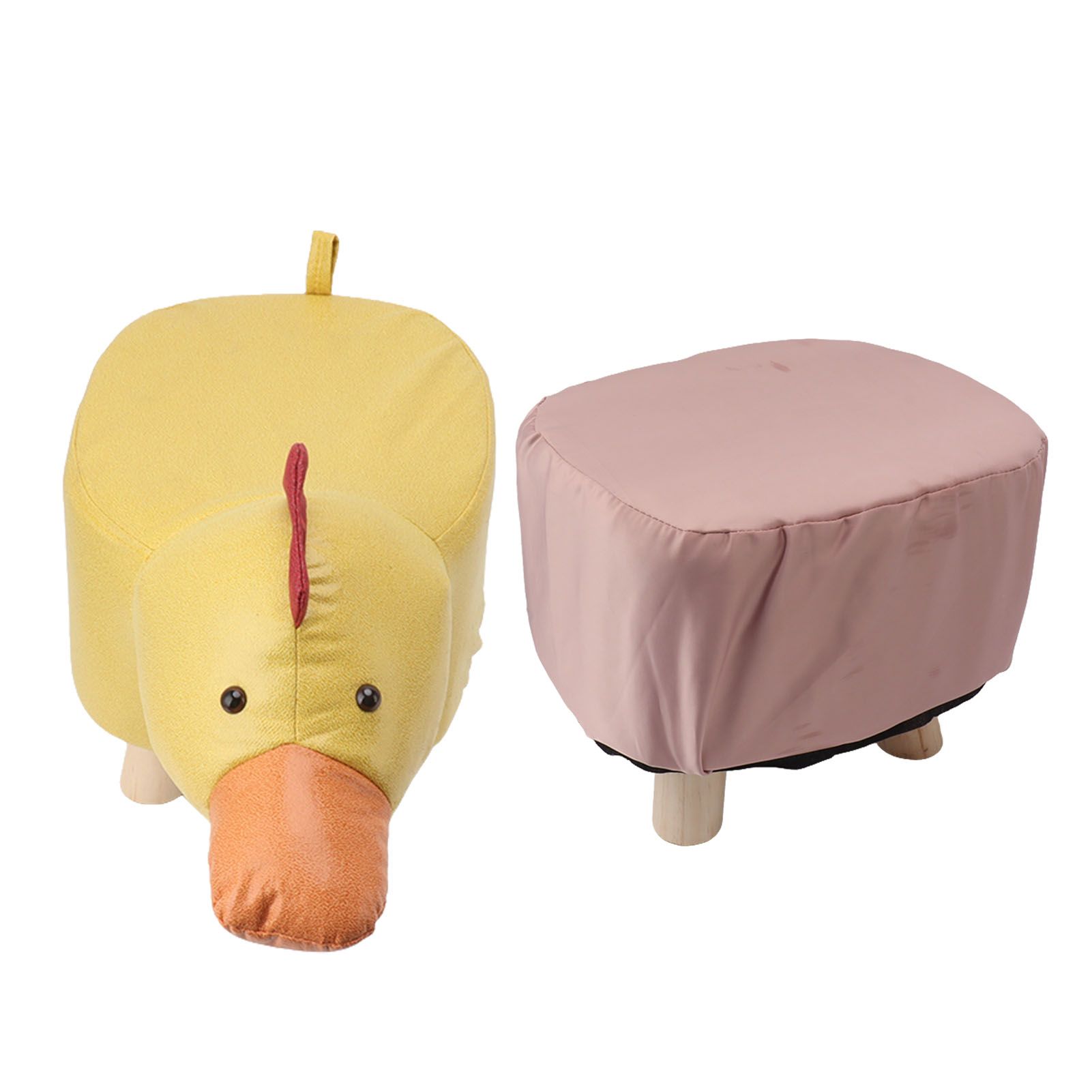 Cute Animal Footstool with Soft Padded Cushion and Prevent Slip Feet Small Footrest Stools for Kids Adults Yellow Duck - Image 3