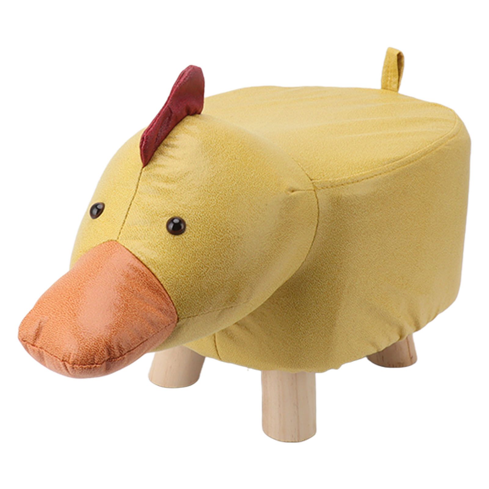 Cute Animal Footstool with Soft Padded Cushion and Prevent Slip Feet Small Footrest Stools for Kids Adults Yellow Duck - Image 4