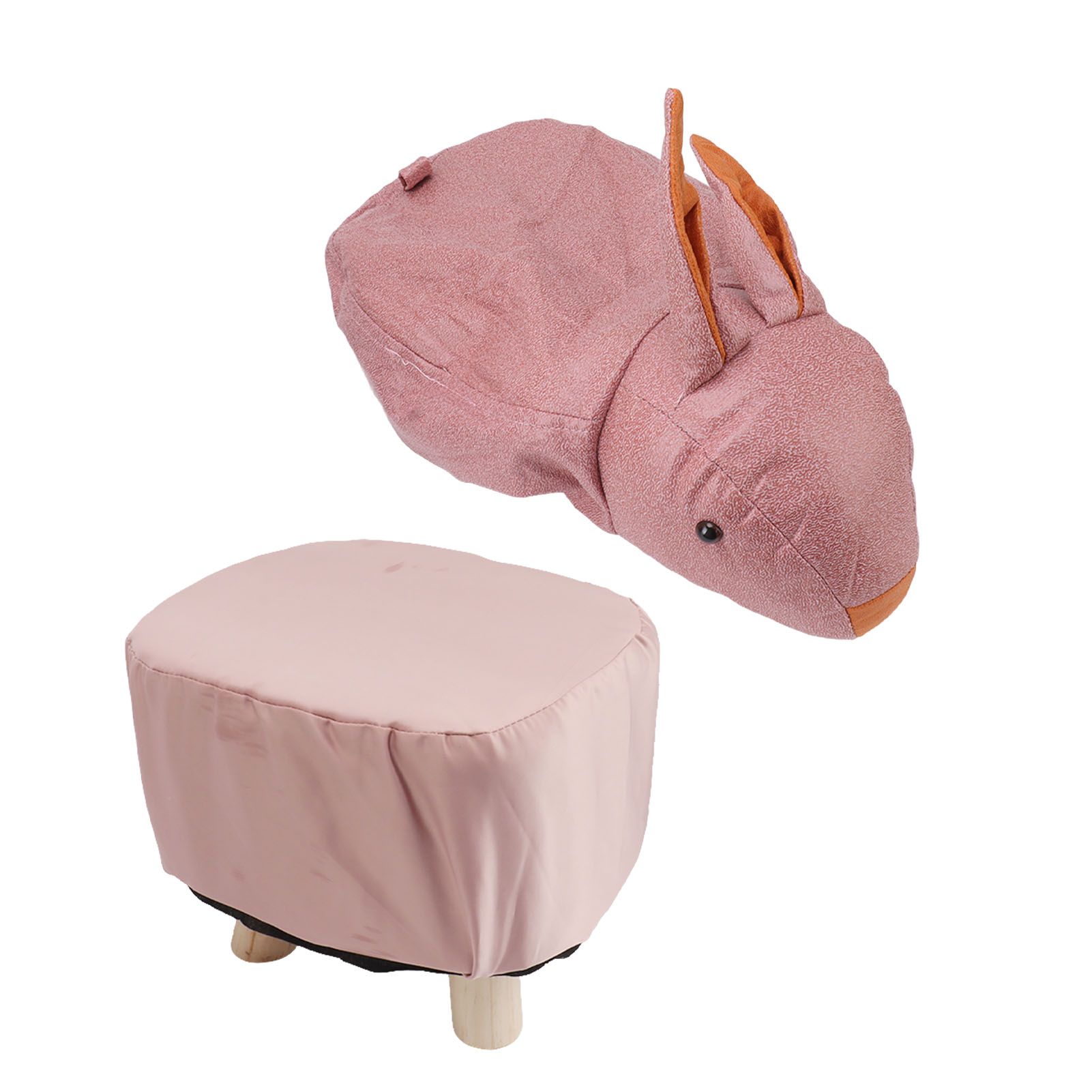 Cute Animal Footstool with Soft Padded Cushion and Prevent Slip Feet Small Footrest Stools for Kids Adults Pink Rabbit - Image 2