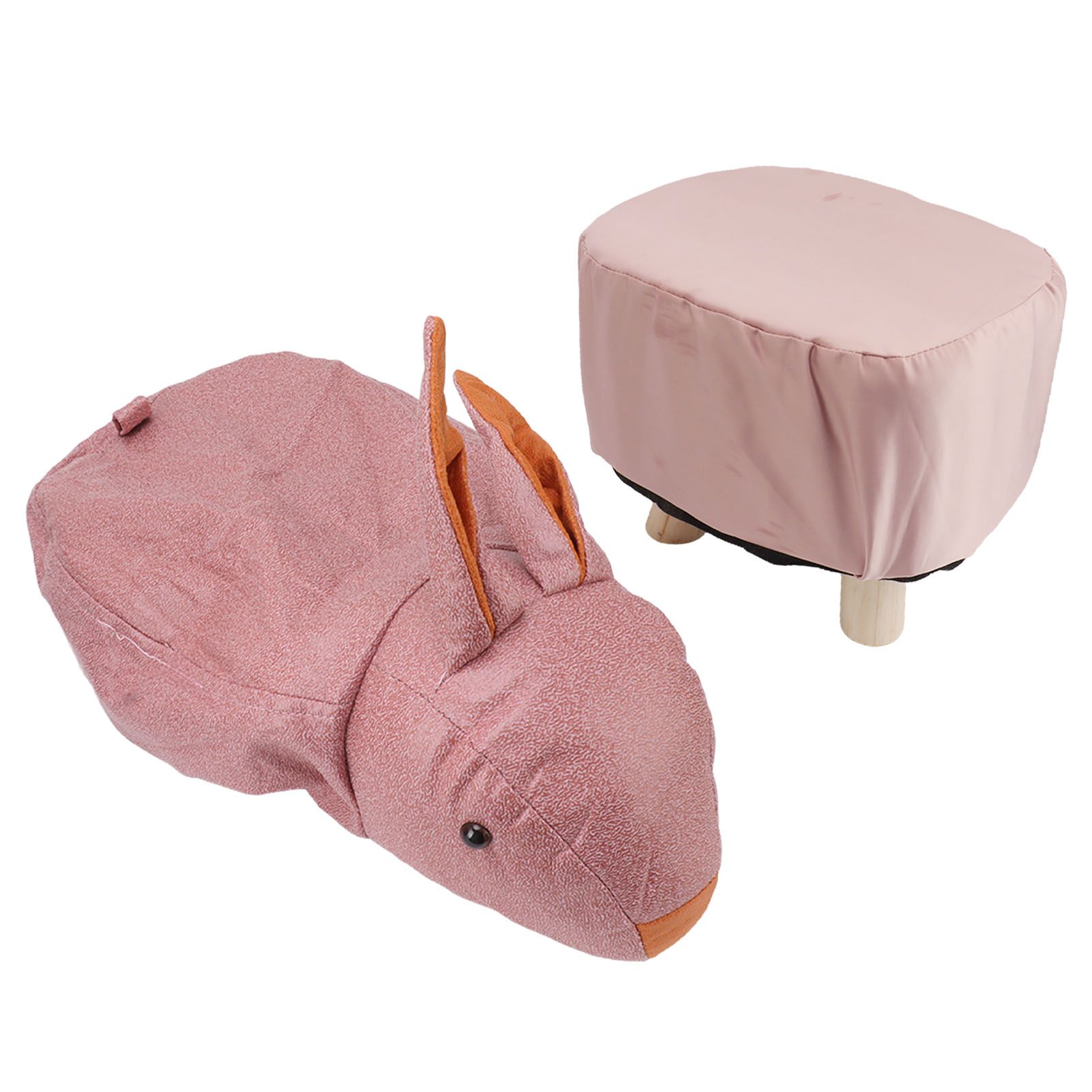 Cute Animal Footstool with Soft Padded Cushion and Prevent Slip Feet Small Footrest Stools for Kids Adults Pink Rabbit - Image 3