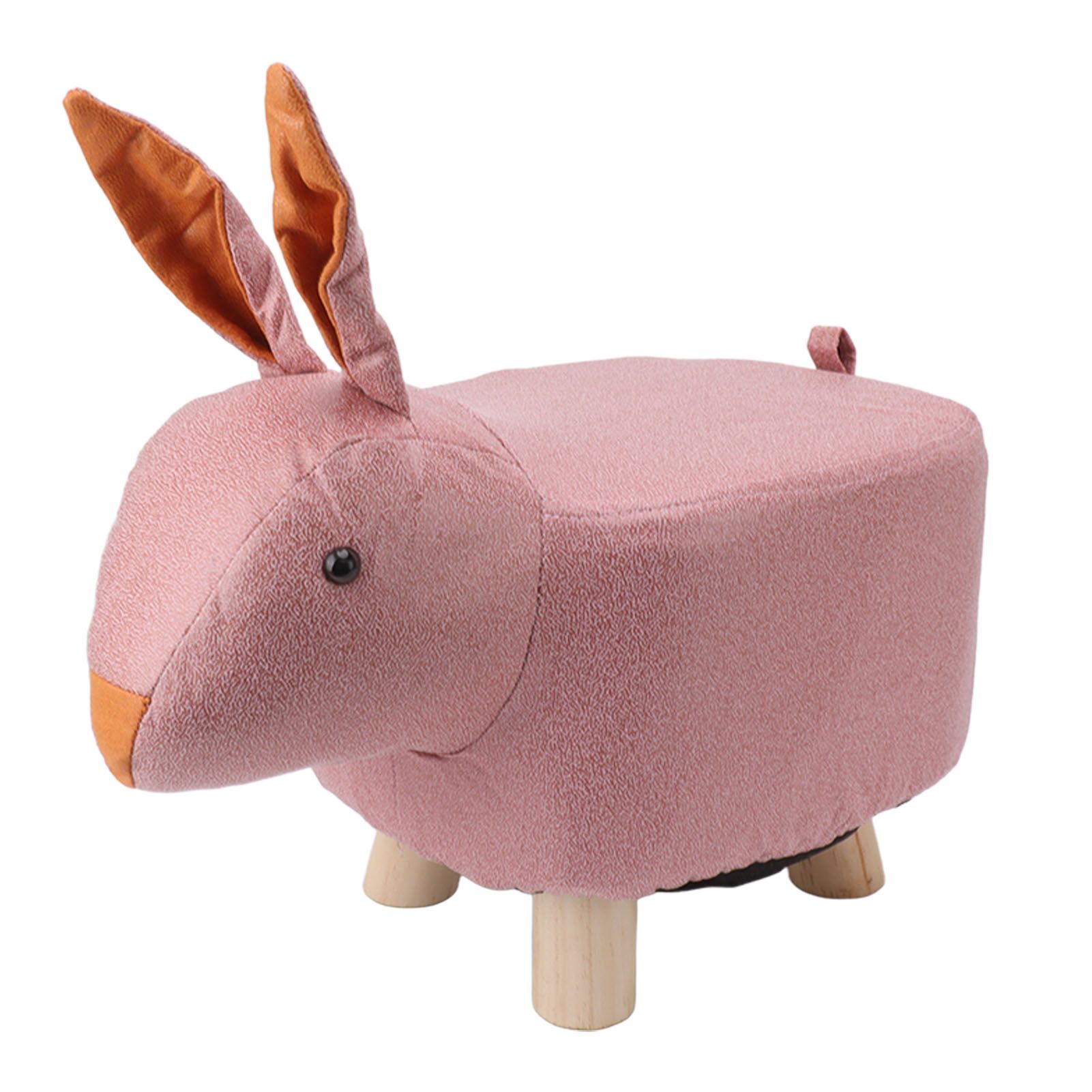 Cute Animal Footstool with Soft Padded Cushion and Prevent Slip Feet Small Footrest Stools for Kids Adults Pink Rabbit - Image 4