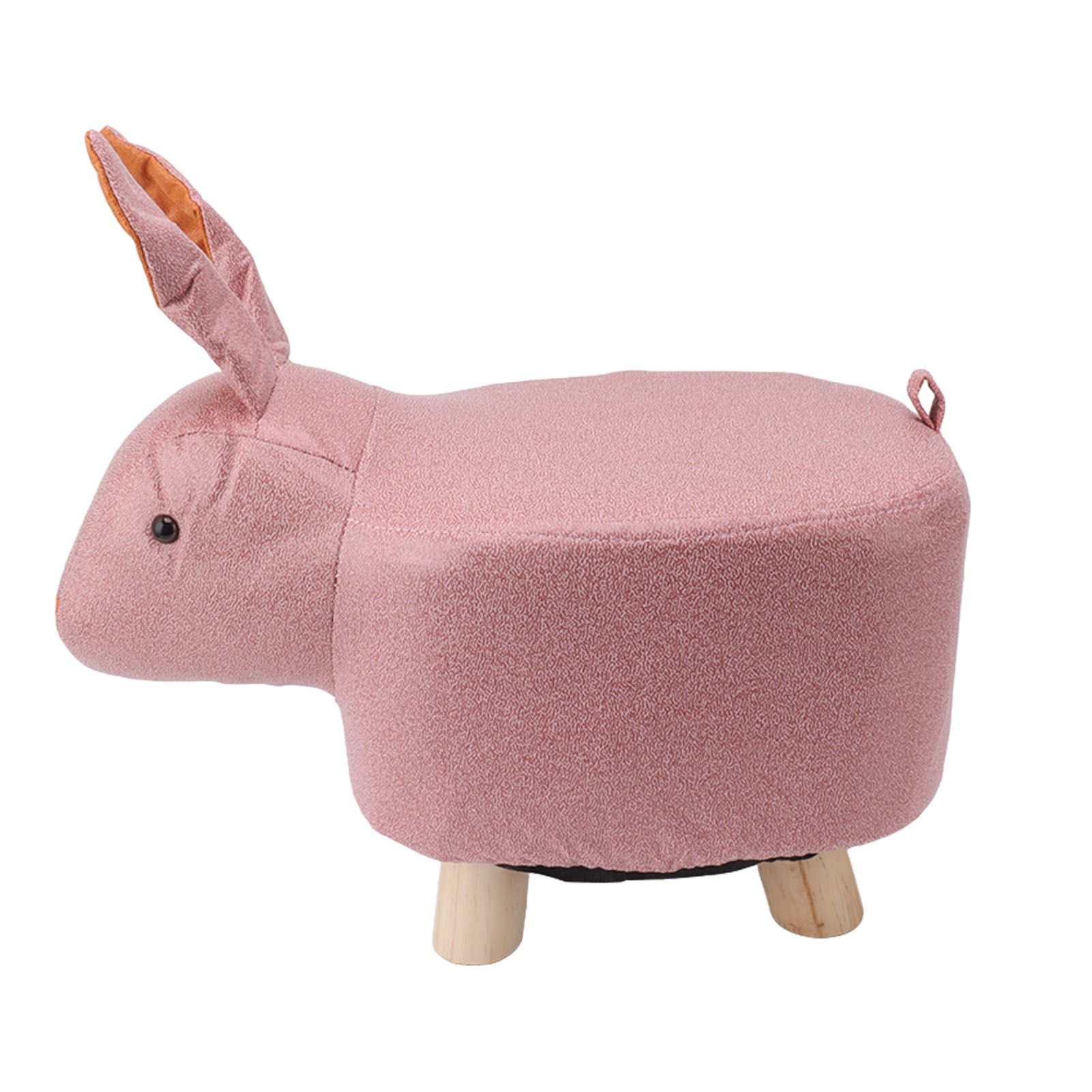 Cute Animal Footstool with Soft Padded Cushion and Prevent Slip Feet Small Footrest Stools for Kids Adults Pink Rabbit - Image 5