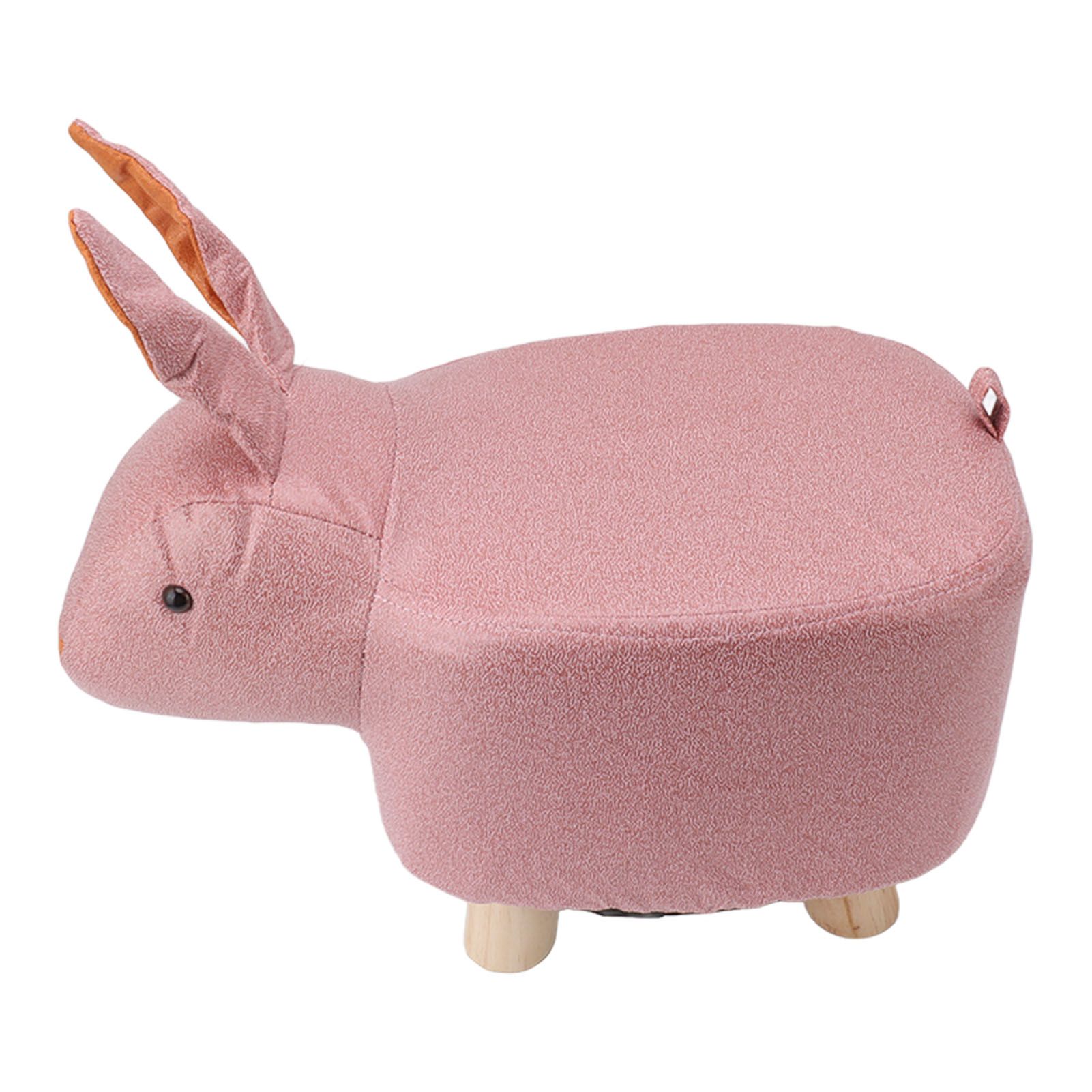 Cute Animal Footstool with Soft Padded Cushion and Prevent Slip Feet Small Footrest Stools for Kids Adults Pink Rabbit - Image 6
