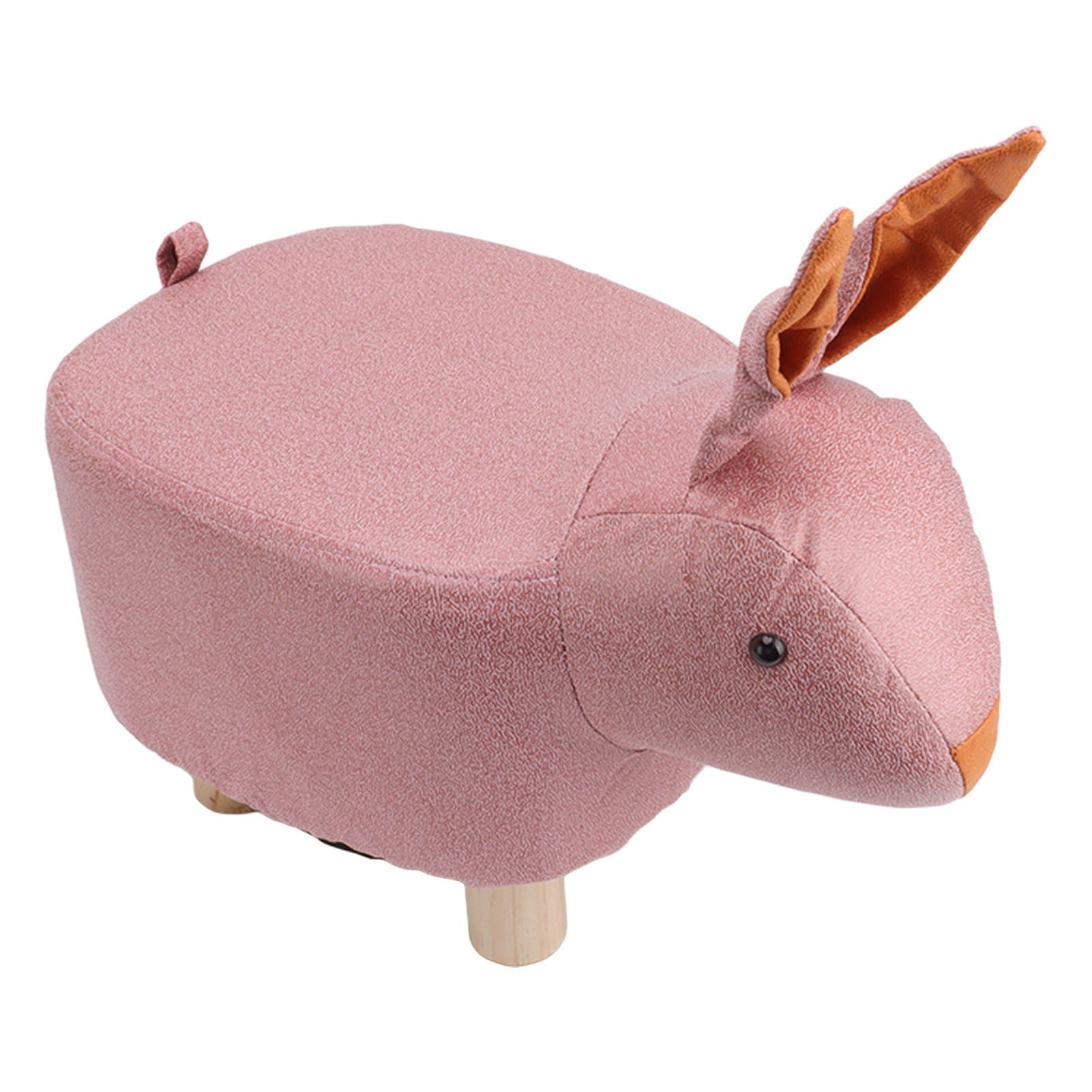 Cute Animal Footstool with Soft Padded Cushion and Prevent Slip Feet Small Footrest Stools for Kids Adults Pink Rabbit - Image 7