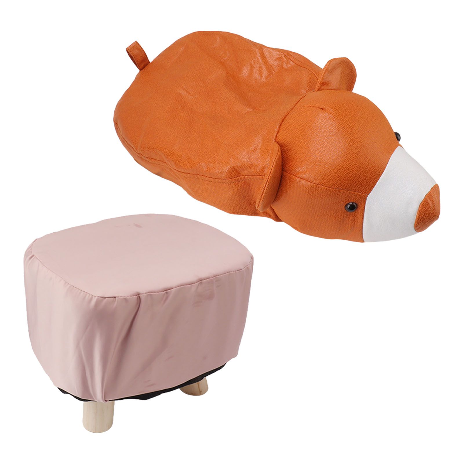 Cute Animal Footstool with Soft Padded Cushion and Prevent Slip Feet Small Footrest Stools for Kids Adults Little Bear - Image 1